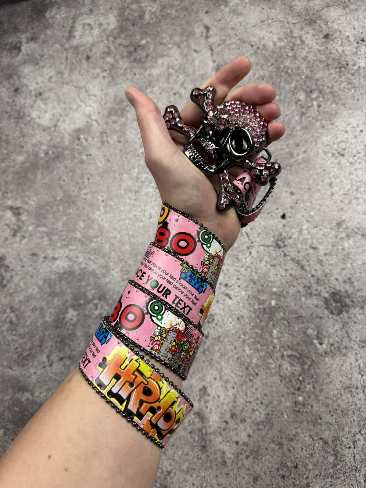 Japanese Brand 00’s NUMBER NINE STYLE GRAFFITI SKULL RARE Y2K BELT VINTAGE Size ONE SIZE - 1 Thumbnail