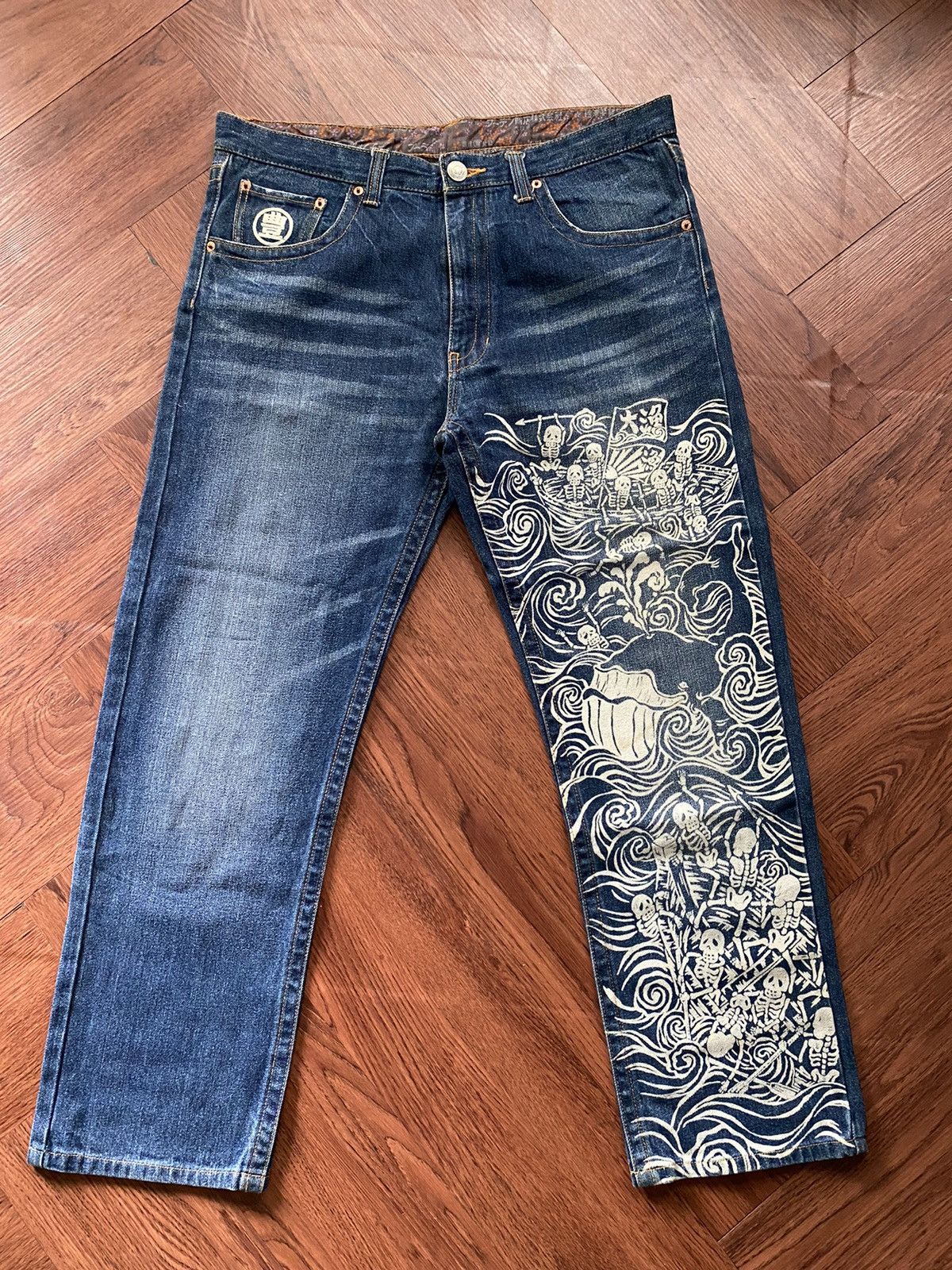 If Six Was Nine Skeleton Printed Jeans Size US 36 / EU 52 - 1 Thumbnail