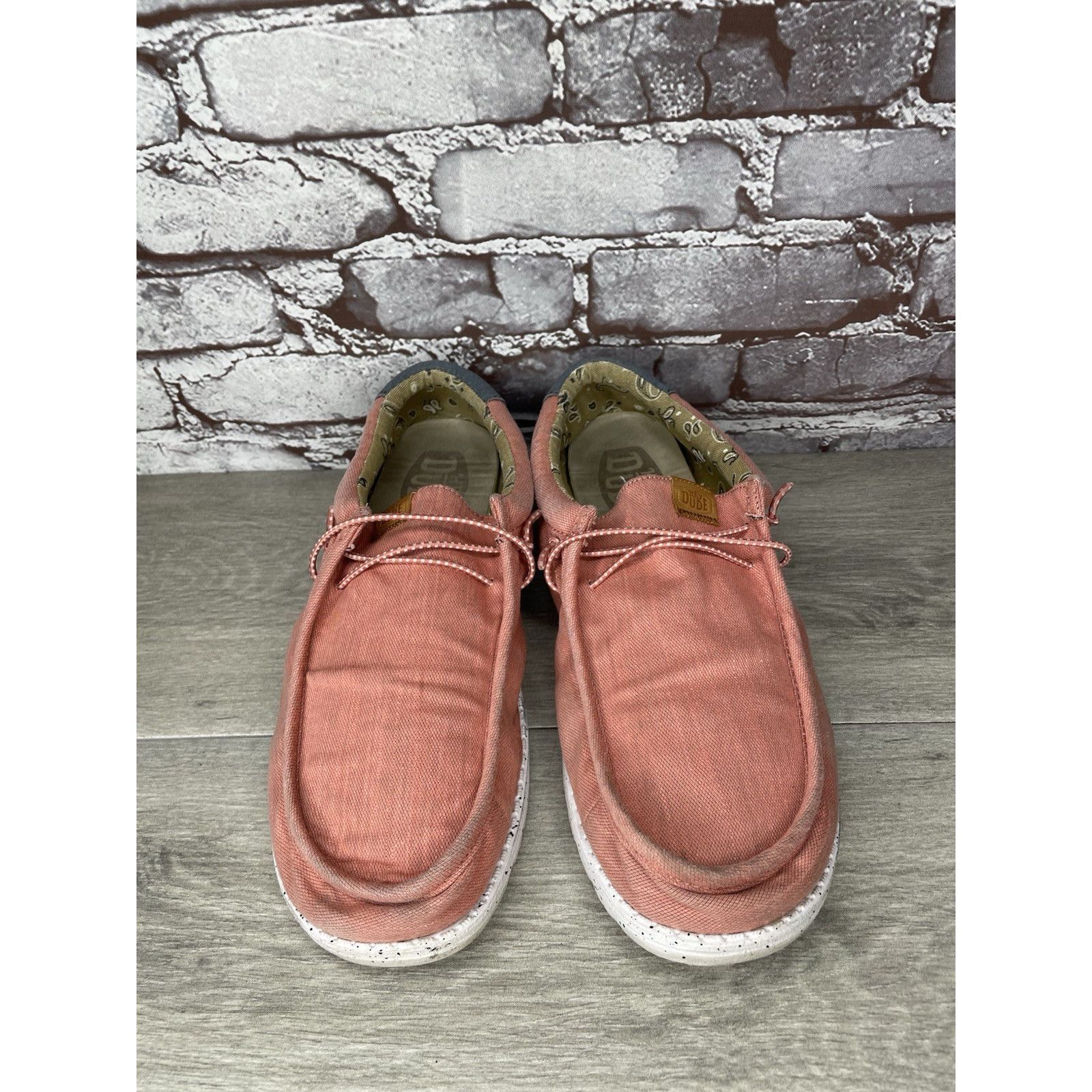 Other Hey Dude Shoes Wally Washed Pink Fabric Slip On Comfort Shoe Size US 13 / EU 46 - 12 Thumbnail
