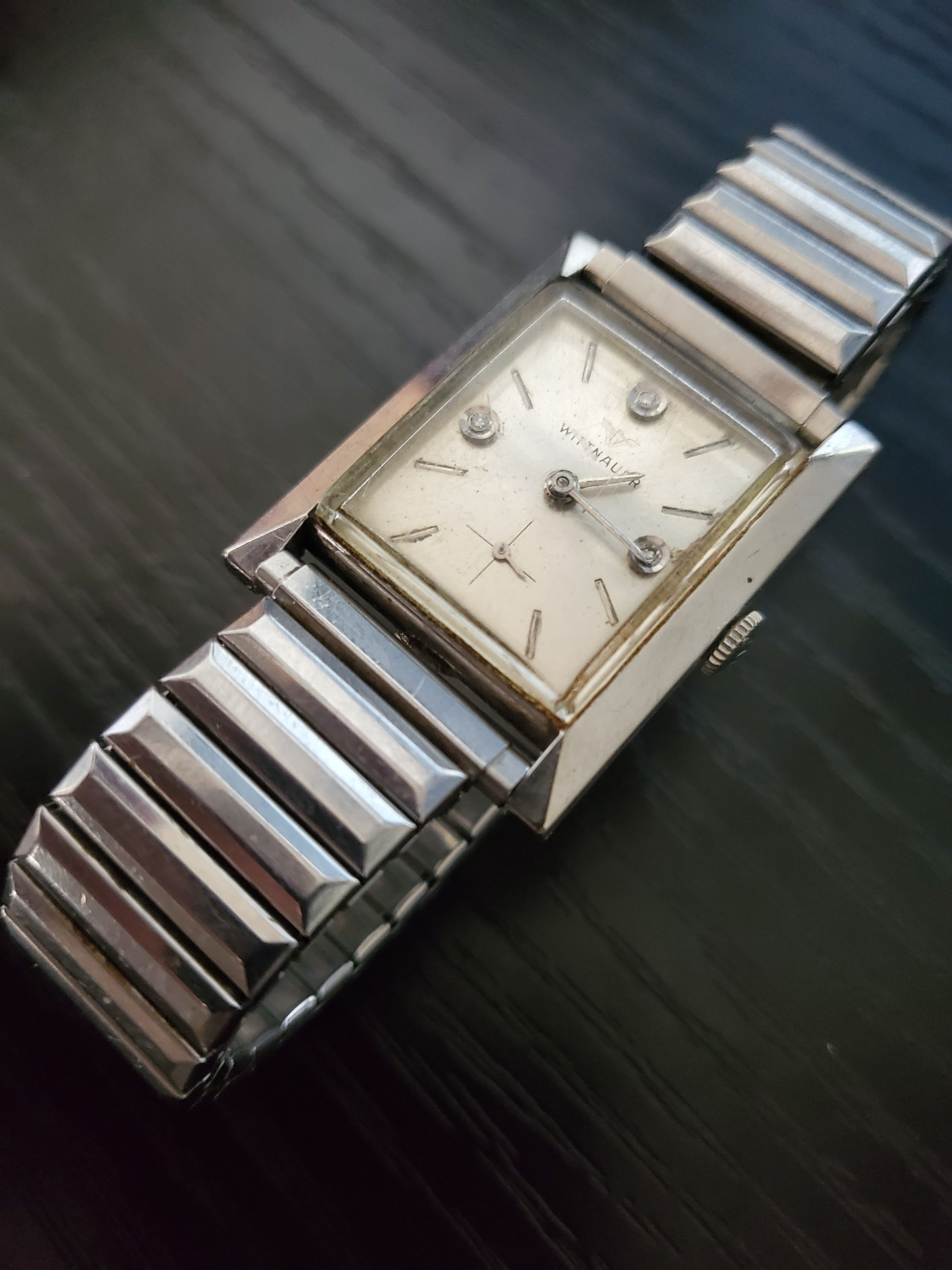 image of Super Vintage Wittnauer Men's Diamond Watch With Box in Silver