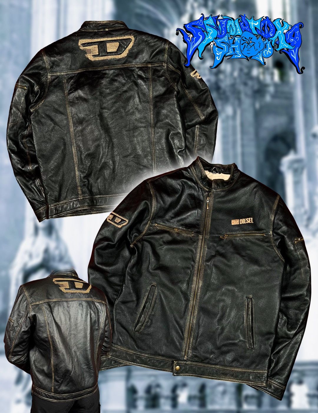90’s Vintage アーカイブ DIESEL ライダース ギミック y2k Vintage Diesel Y2K Biker Jacket Avant Garde Opium Archive