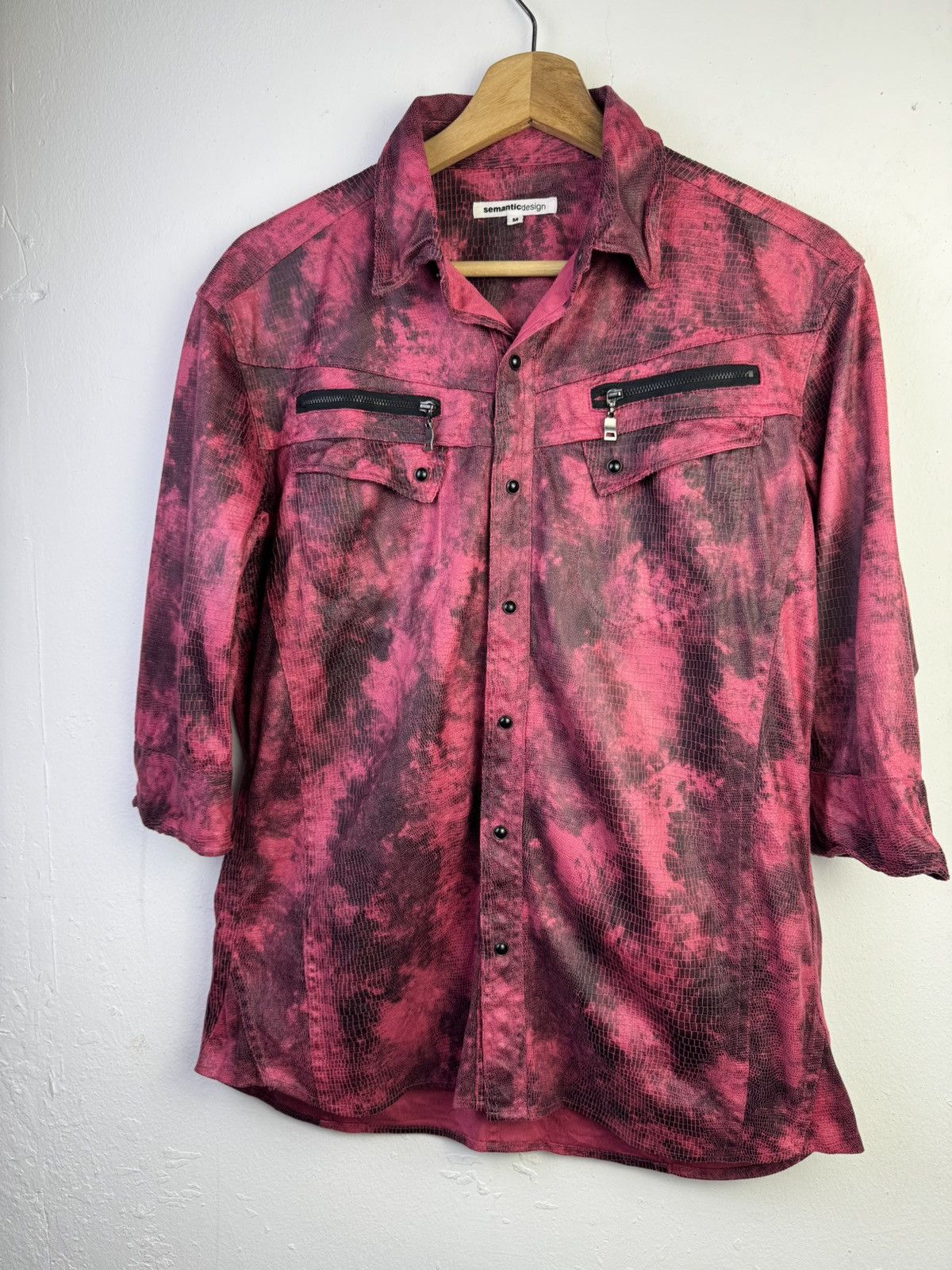 semanticdesign Semantic Design red acid wash button-up shirt. Size M / US 6-8 / IT 42-44 - 3 Thumbnail