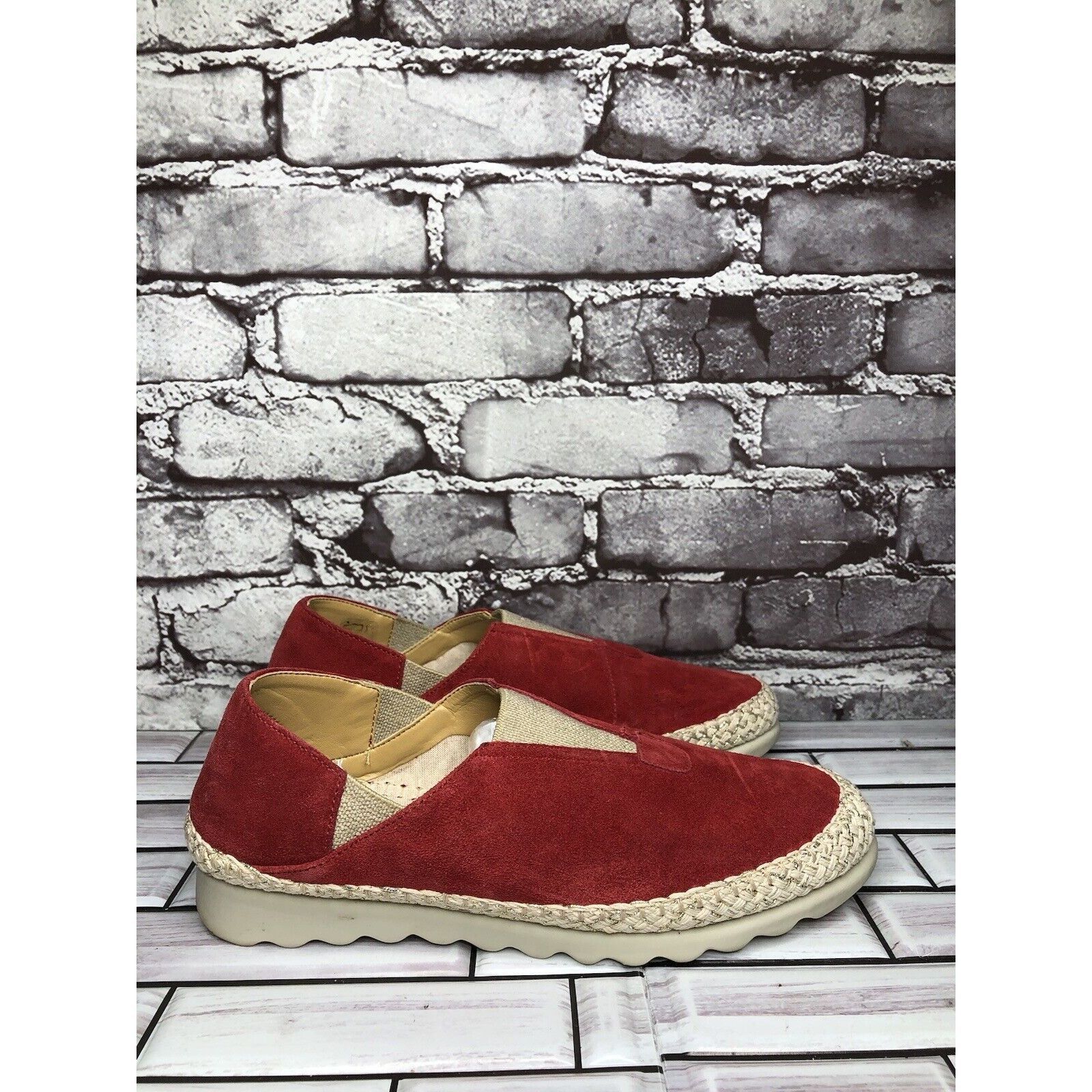 Other The Flexx Red Suede Leather Espadrilles Slip On Shoes Women Size US 8.5 / IT 38.5 - 17 Thumbnail