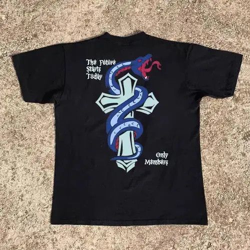 VIBE Black street retro snake cross print cotton t-shirt Size US M / EU 48-50 / 2 - 8 Thumbnail