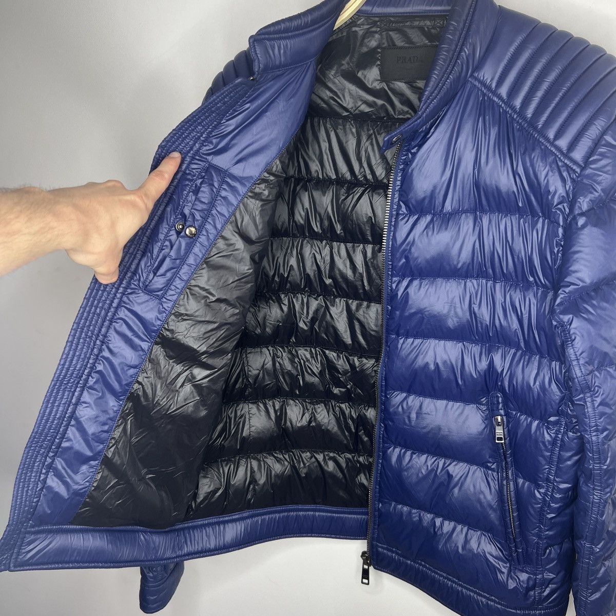 Prada Rare Prada Moto Nylon Plain Logo Down Jacket Puffer (SGB608) Size US L / EU 52-54 / 3 - 15 Thumbnail