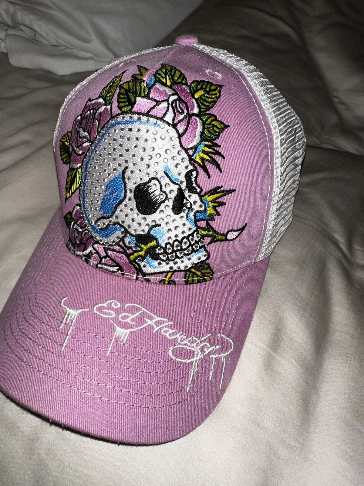 Ed Hardy Ed Hardy Rhinestone Pink Snap Back Hat (OS) Size ONE SIZE - 1 Thumbnail