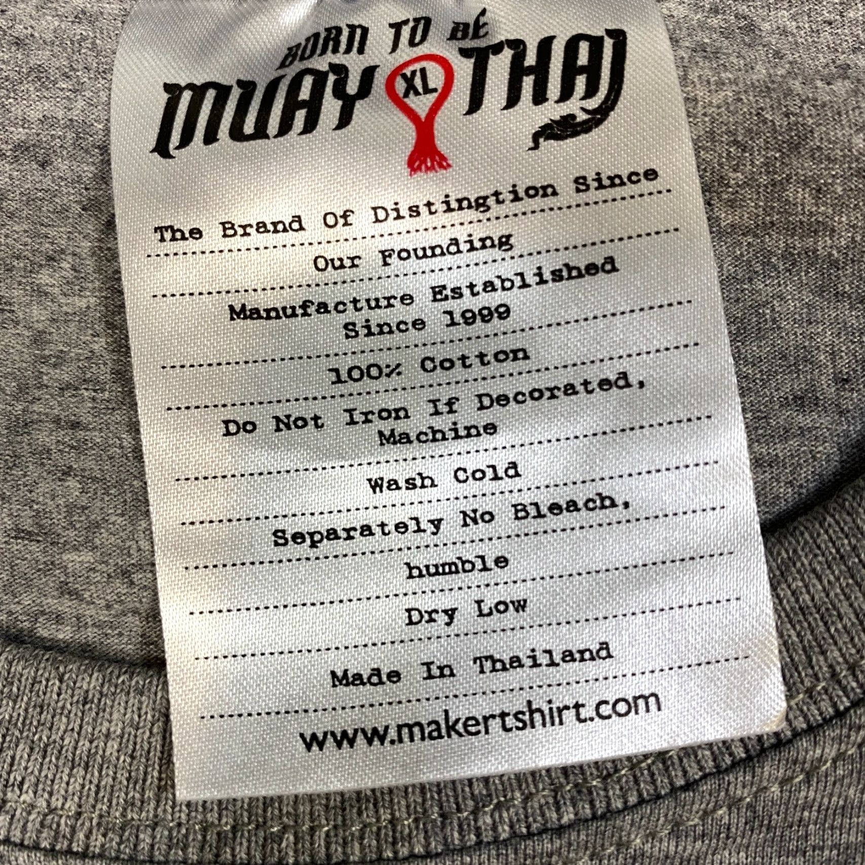 Doublet MUAY THAI T-Shirt XL Gray Double-Sided 100% Cotton Made in Thailand Mens Short Sleeve Crew Neck Jersey Shirt Size US XL / EU 56 / 4 - 2 Thumbnail