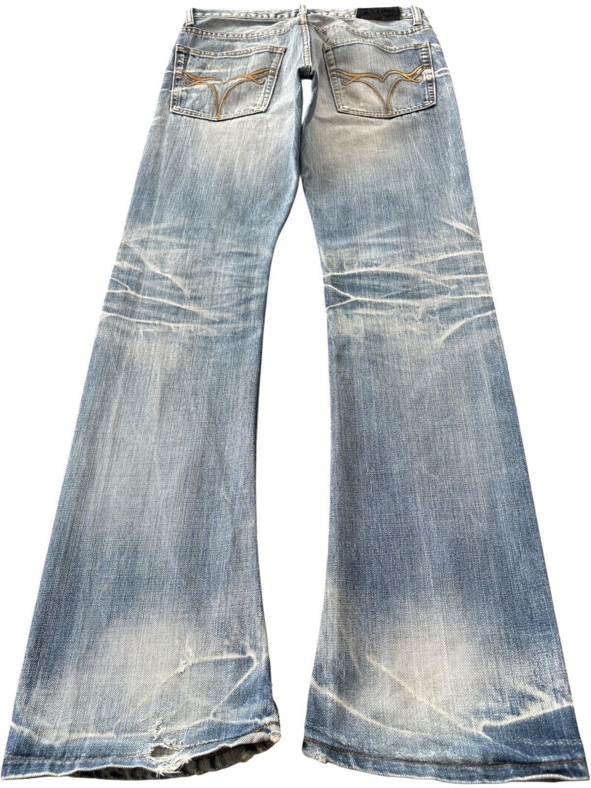 JACKROSE RARE VTG Jackrose Crazy Fade Patched Flare Jeans Size US 31 - 2 Thumbnail