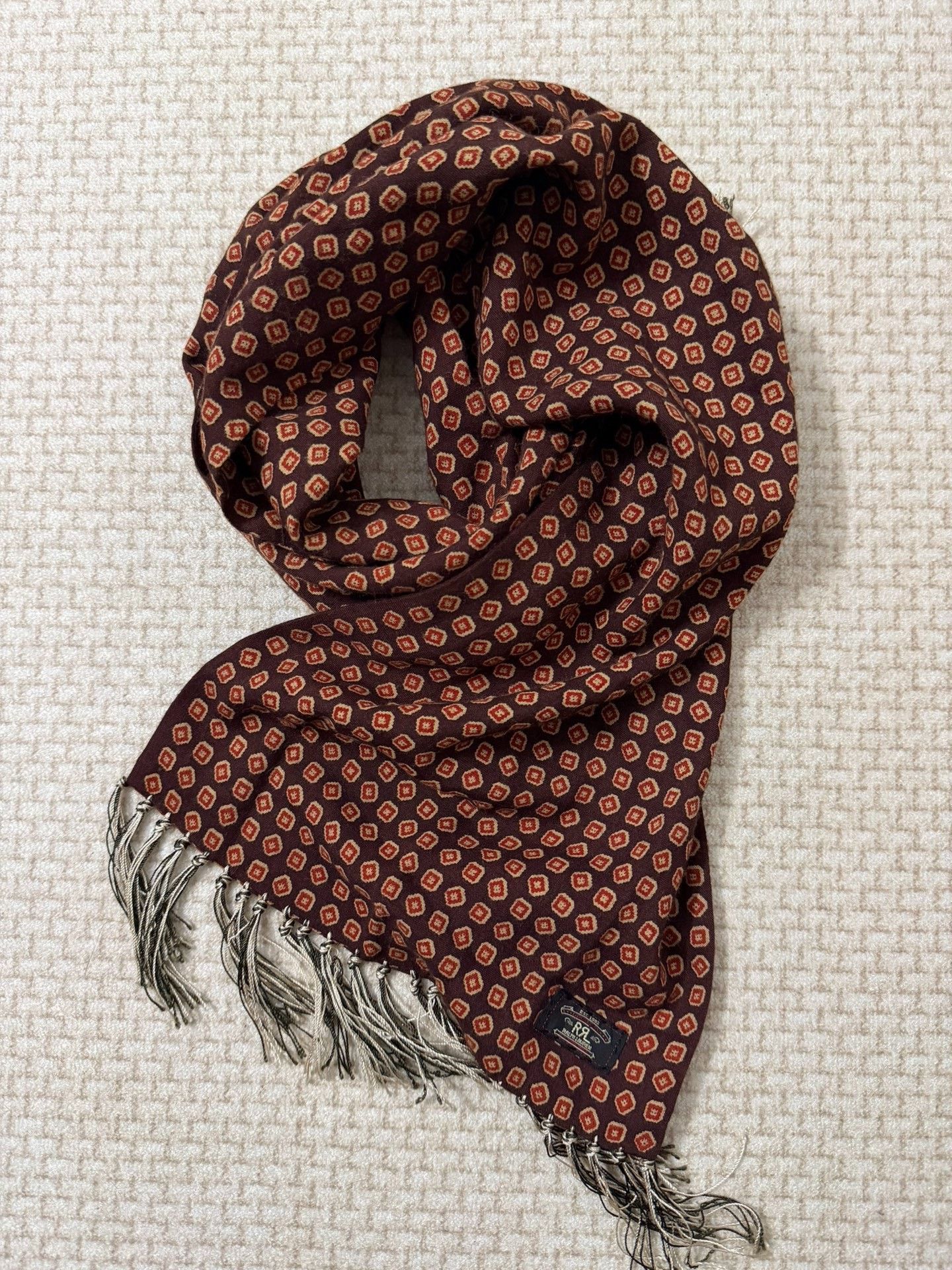 RRL Ralph Lauren RRL Brown Geometric Pattern Scarf Size ONE SIZE - 1 Thumbnail