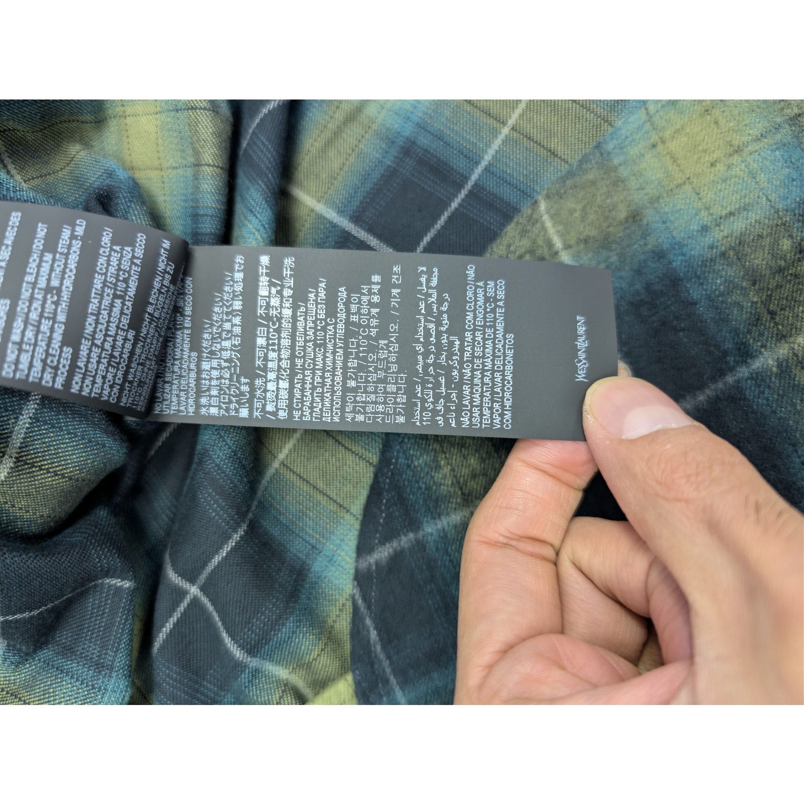 Saint Laurent Paris o1rshd1 Check Print Checked Cotton-Flannel Shirt Black/Green Size US L / EU 52-54 / 3 - 18 Thumbnail