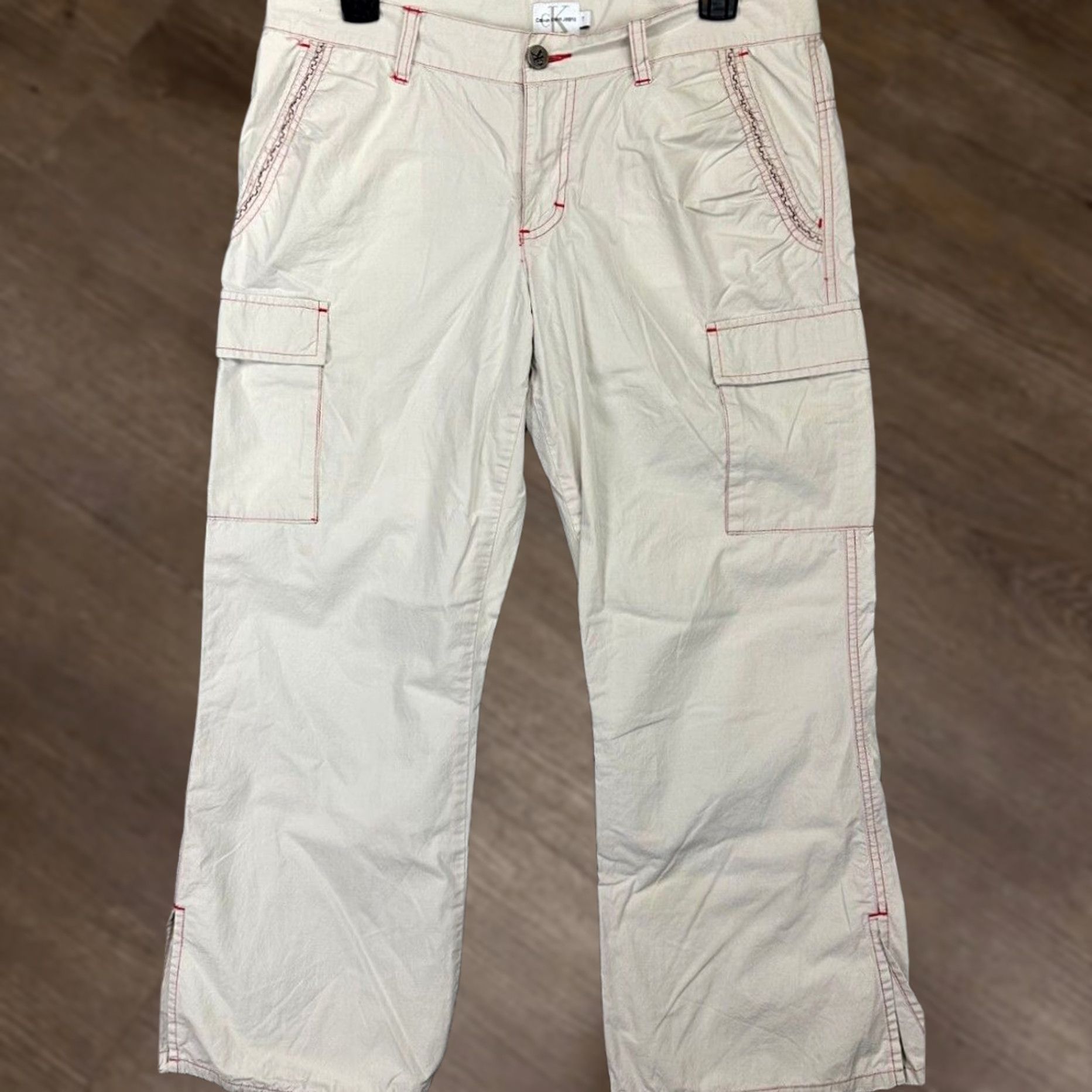 Vintage Calvin Klein Cargo Capri Pants Womens Beige Size 28" / US 6 / IT 42 - 1 Thumbnail