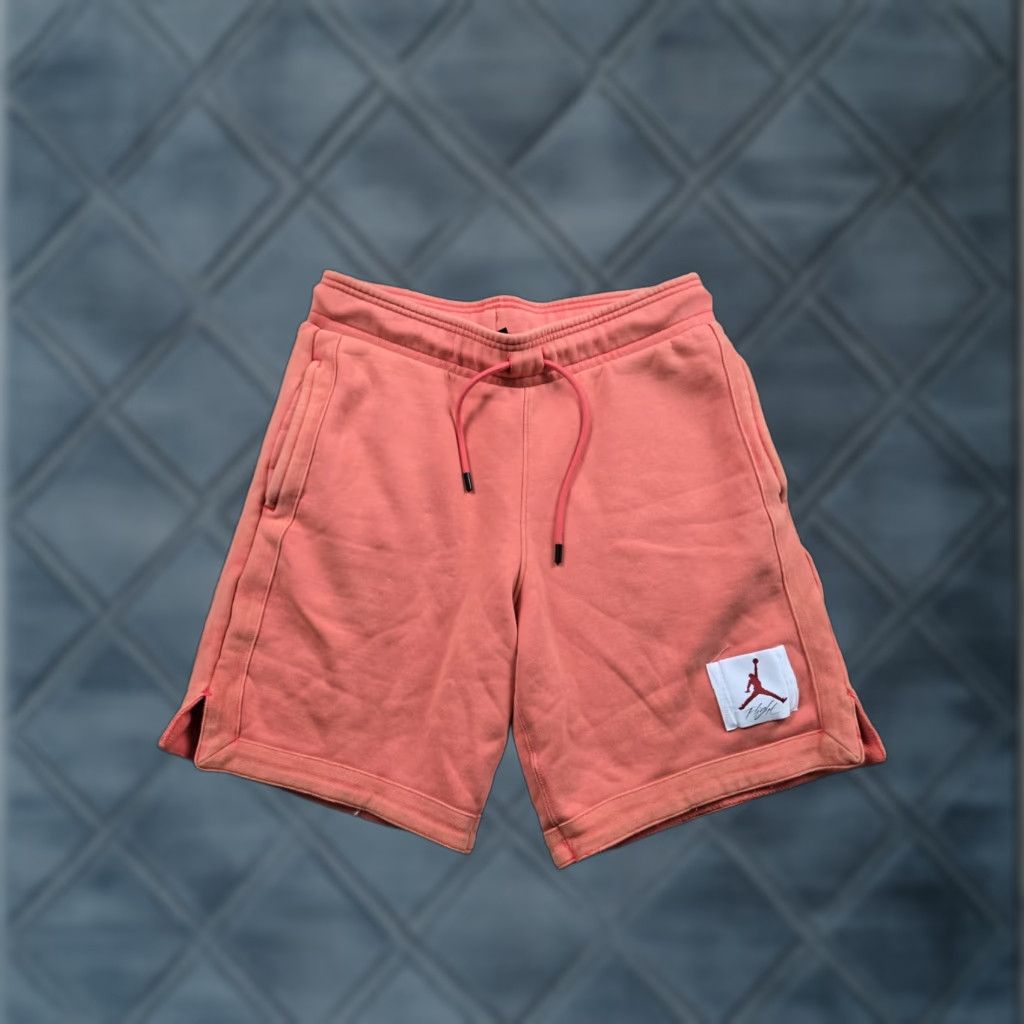 Nike Nike Jordan Shorts Mens S Coral Red Drawstring Heavyweight Routine Inseam 8in Cotton Spandex Fleece Logo Elastic Pockets Casual Size US 29 - 1 Thumbnail