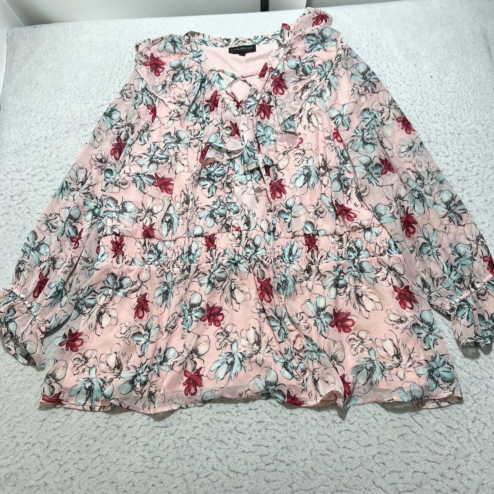 Other Lane Bryant Babydoll Balloon Sleeve Floral Blouse