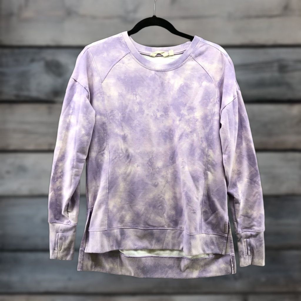 Vintage Earth Yoga Sweatshirt Women's S Purple Tie Dye Crewneck Pullover Lightweight Fleece Activewear Size S / US 4 / IT 40 - 1 Thumbnail