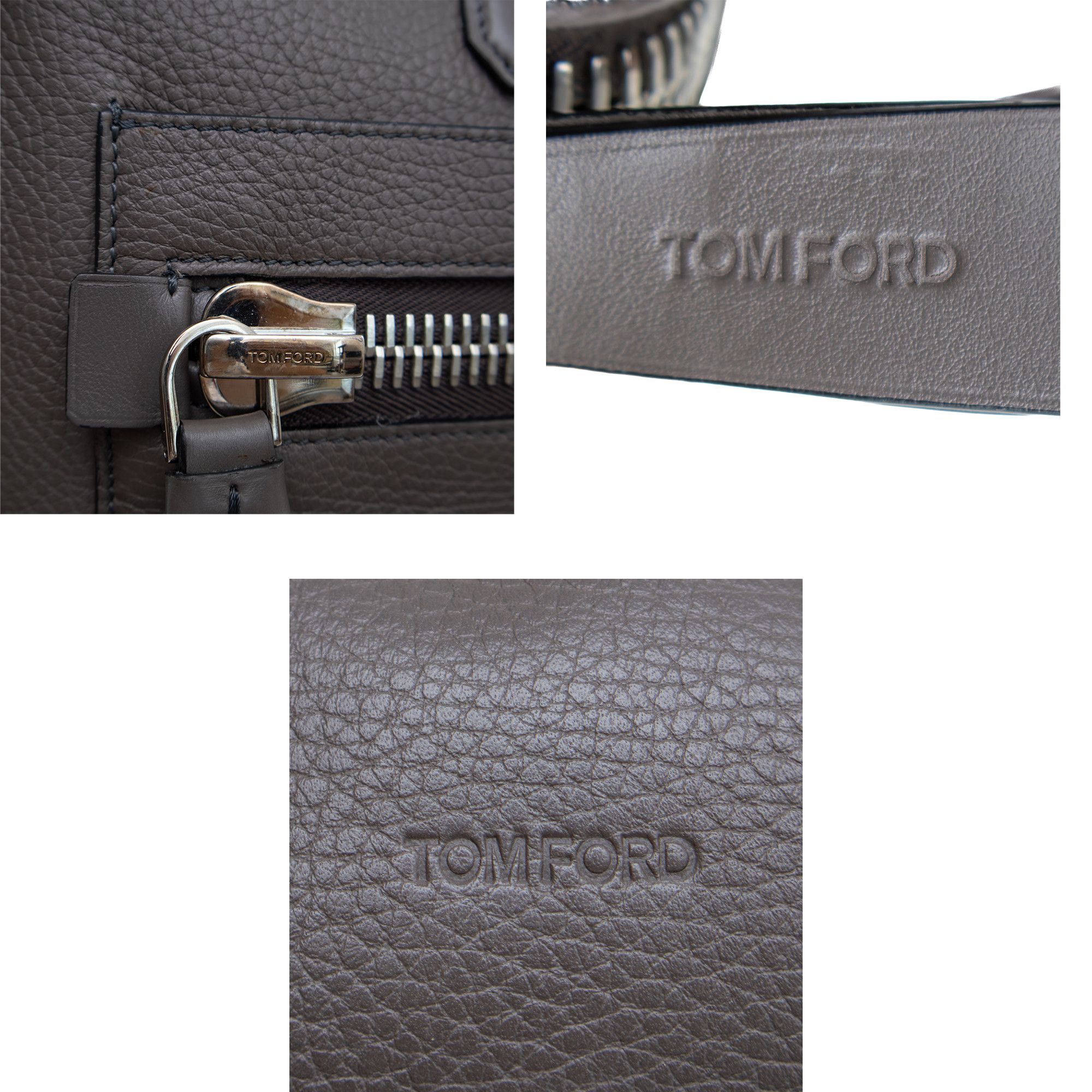 Tom Ford Tom Ford BuckleyGrey Pebbled Leather Briefcase Business Bag Size ONE SIZE - 9 Thumbnail