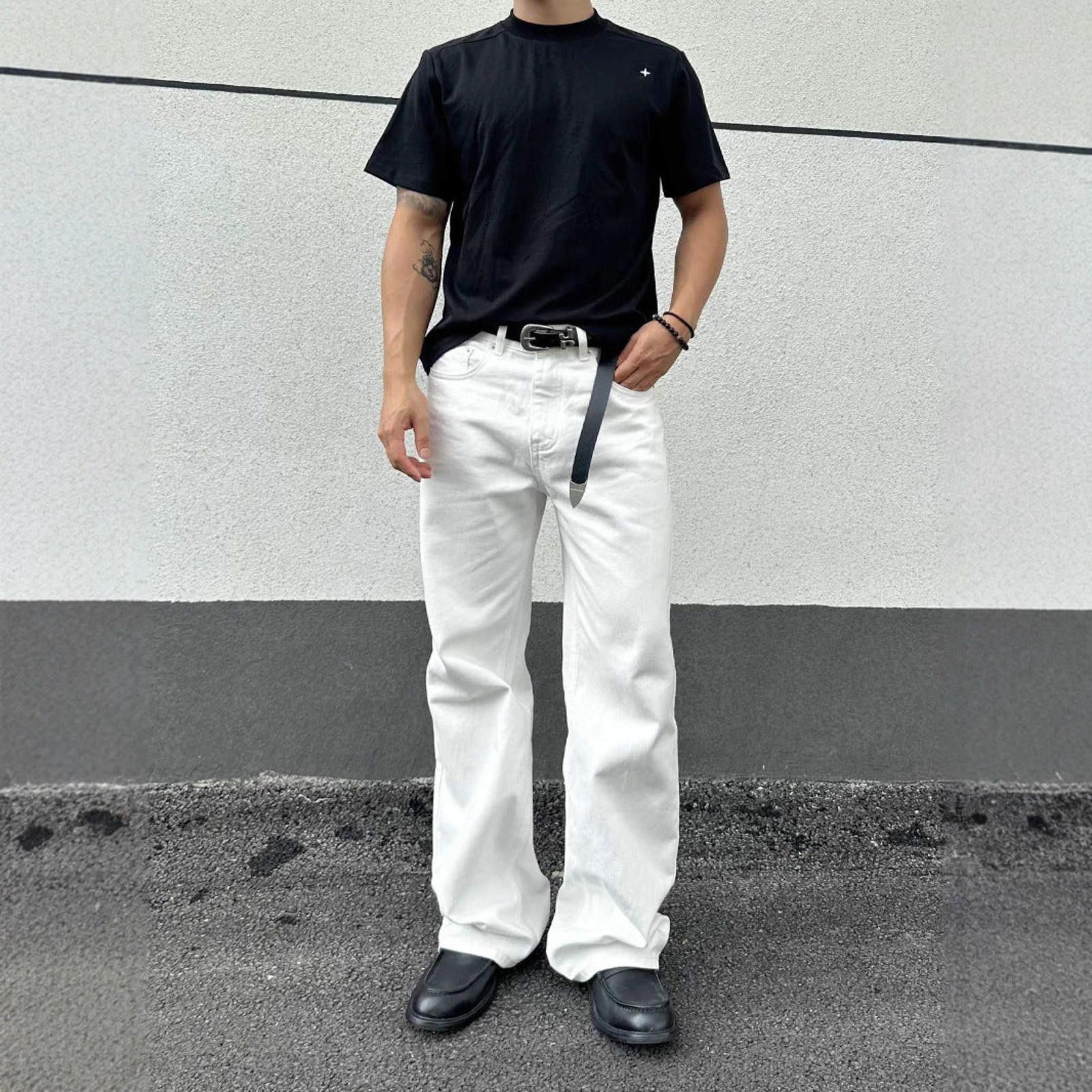 Other White Straight Leg Micro Flare Jeans Size US 32 / EU 48 - 3 Thumbnail