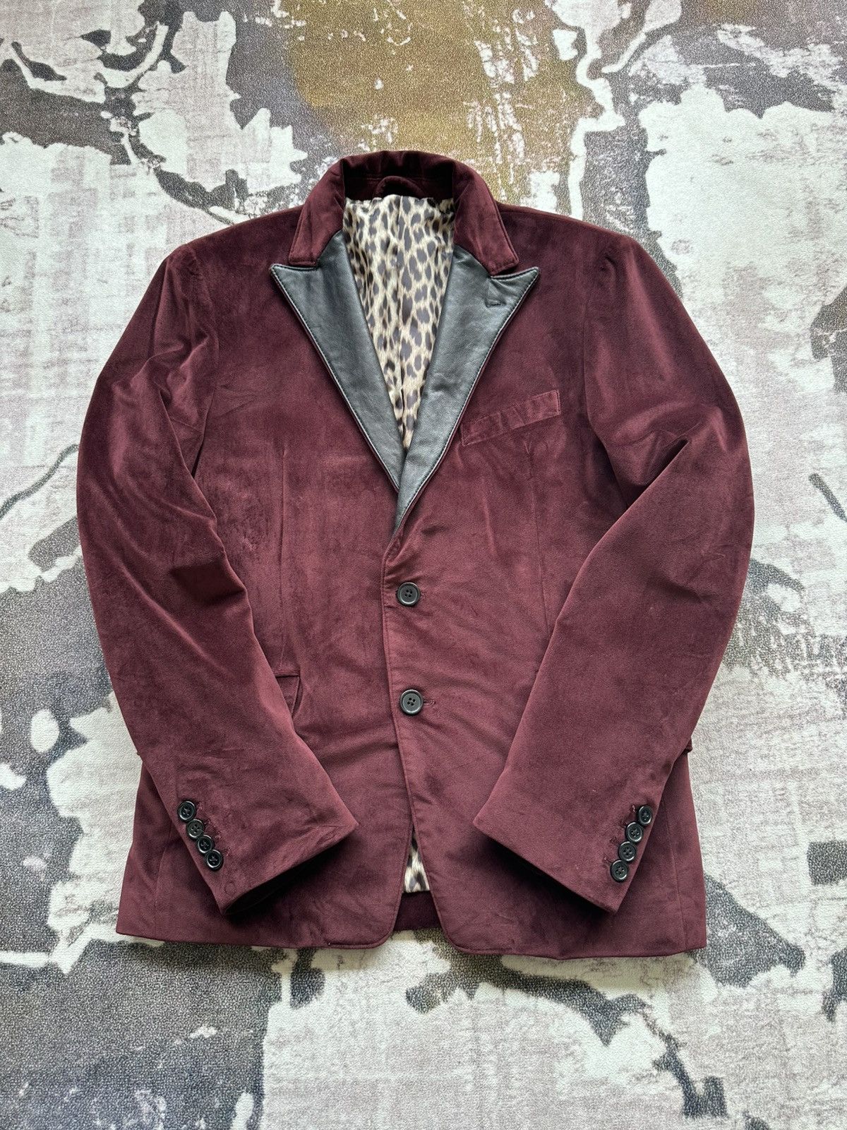 JACKROSE 00's Jackrose Luv Maison burgundy trim leather blazer Size US M / EU 48-50 / 2 - 5 Thumbnail