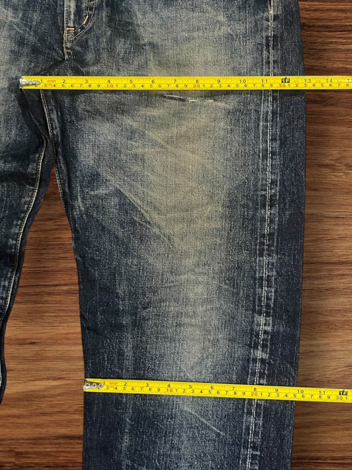 WHIZ LIMITED Whiz Limited Mud Indigo Washed Distress Selvedge Loose Jeans Size US 33 - 17 Thumbnail