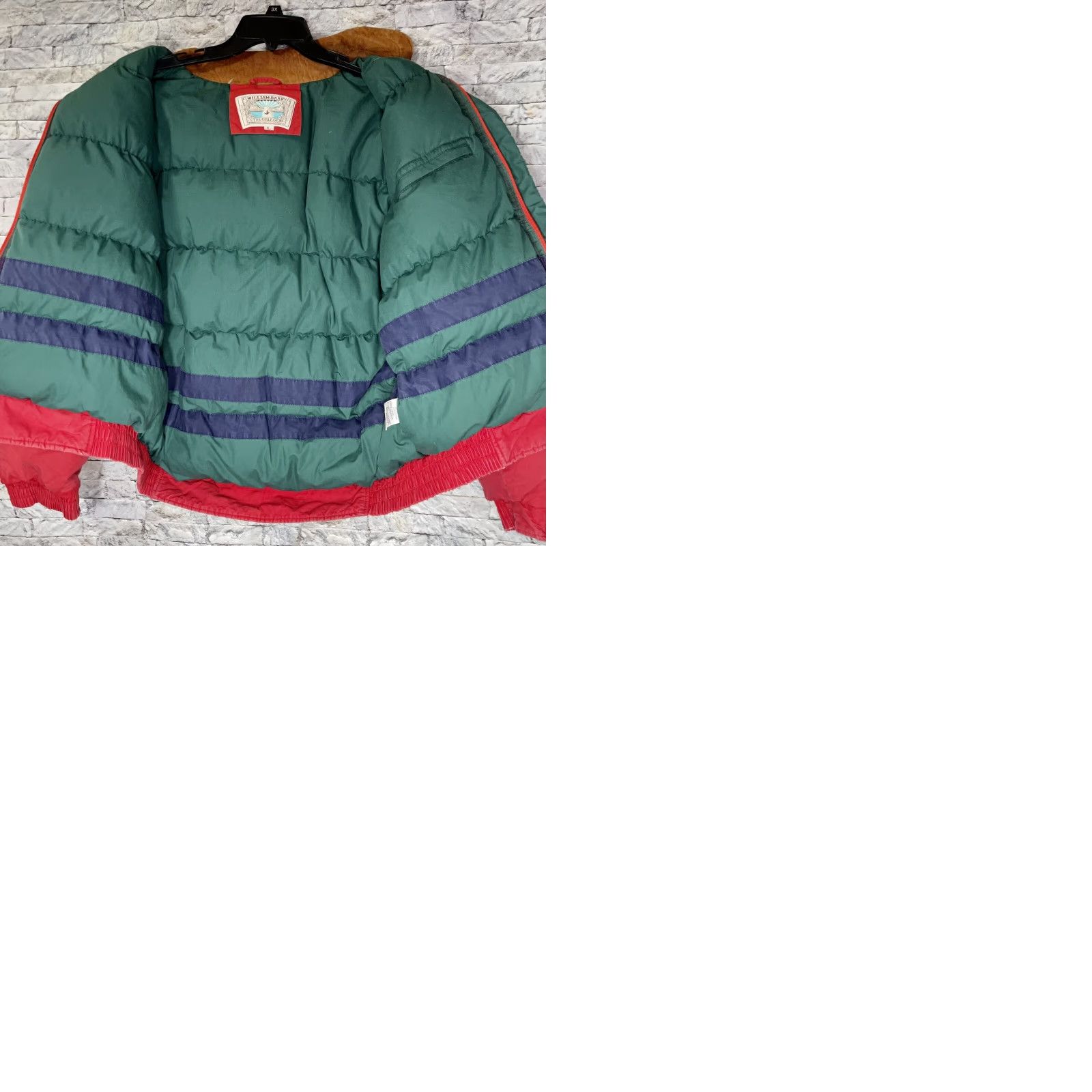 Vintage VINTAGE William Barry Struggle Gear Red Down Jacket Leather Collar Men’s L Jacket Size US L / EU 52-54 / 3 - 9 Thumbnail