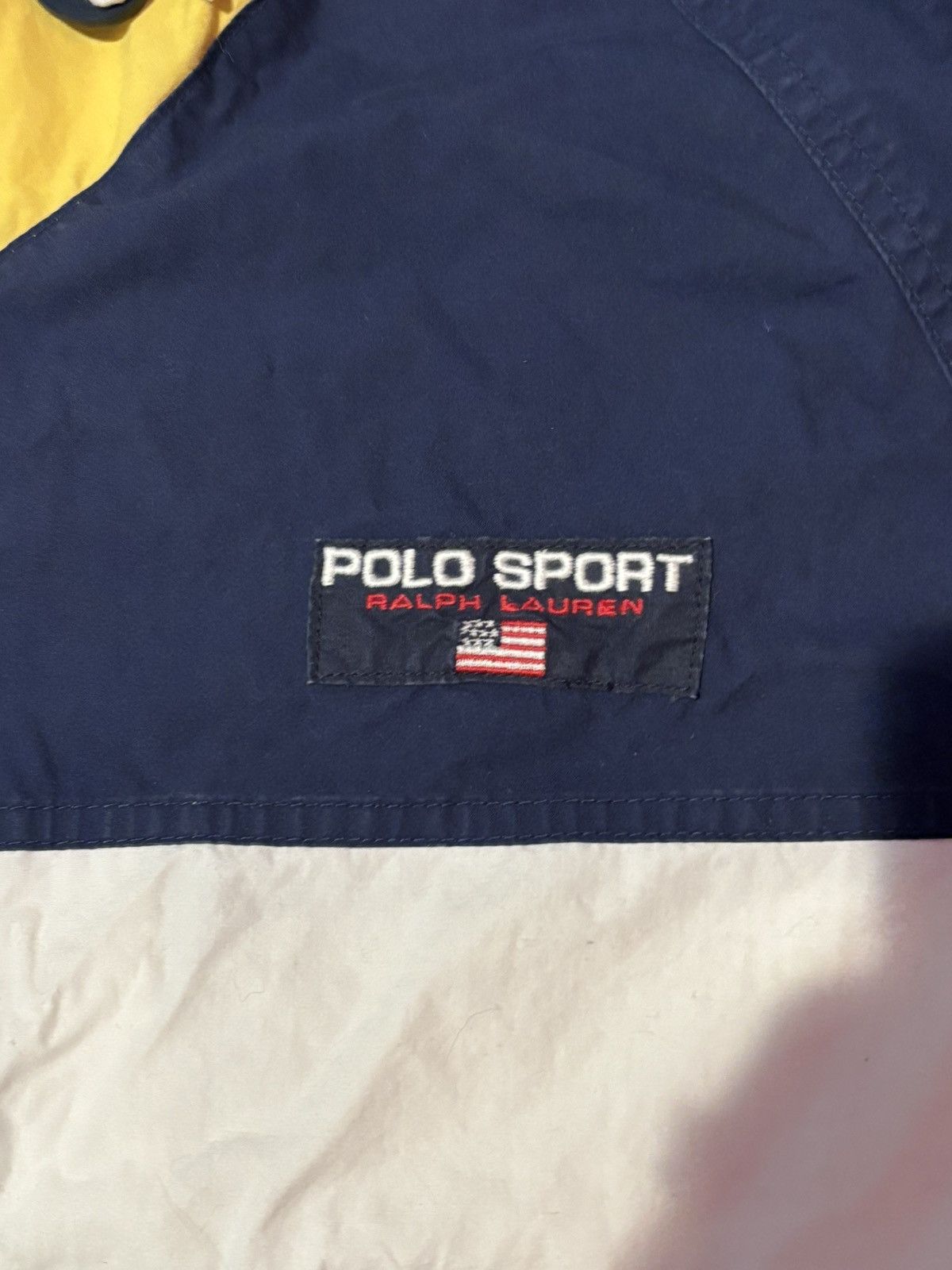 Polo Ralph Lauren × Ralph Lauren Vintage 90s tri-tone Hooded Wind Breaker from Polo Sport Size US M / EU 48-50 / 2 - 3 Thumbnail