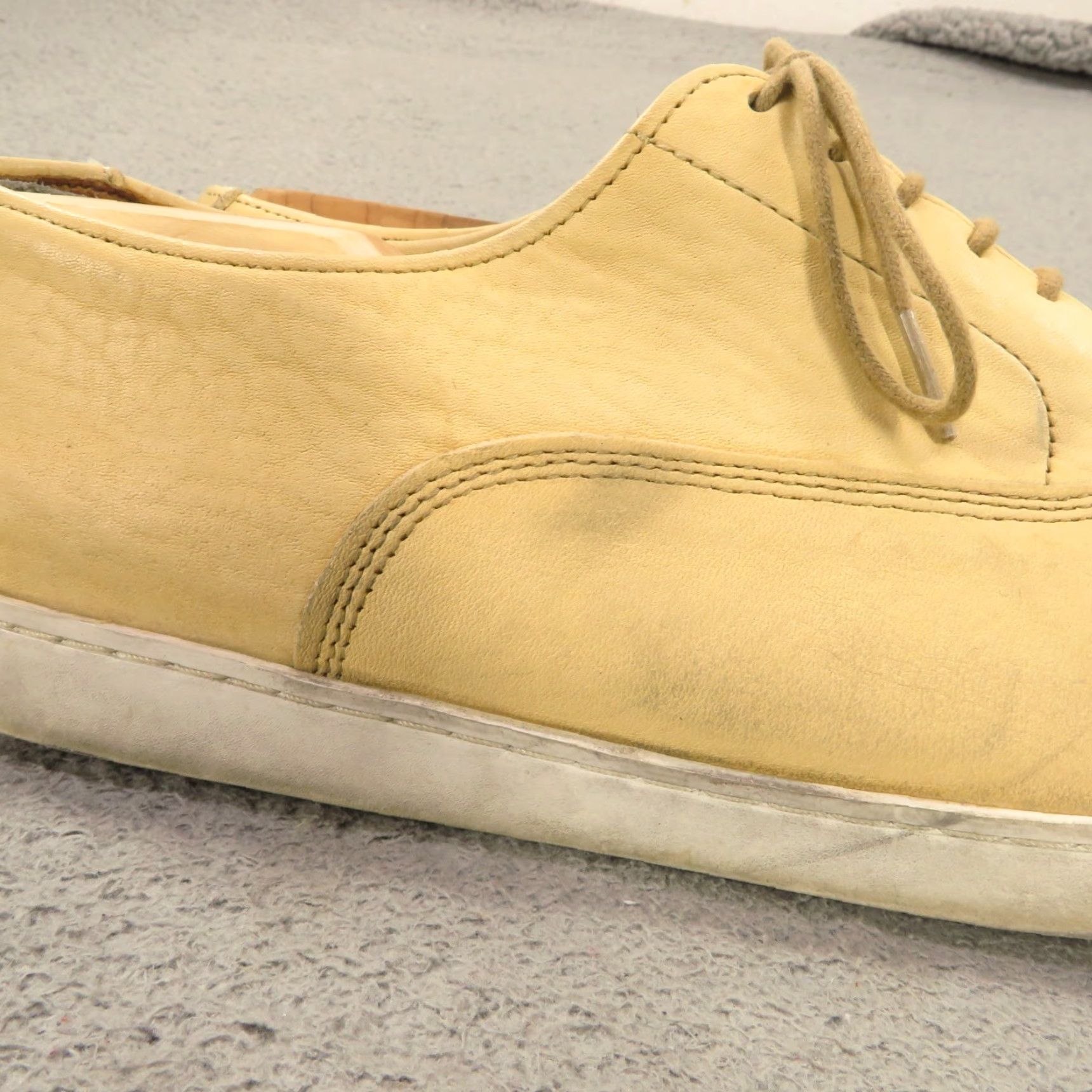 Allen Edmonds VINTAGE Allen Edmonds Shoes Men 11 E Park Avenue Courtside Sneakers Cream Parchment Bone Oxford Leather Dress Size US L / EU 52-54 / 3 - 7 Thumbnail