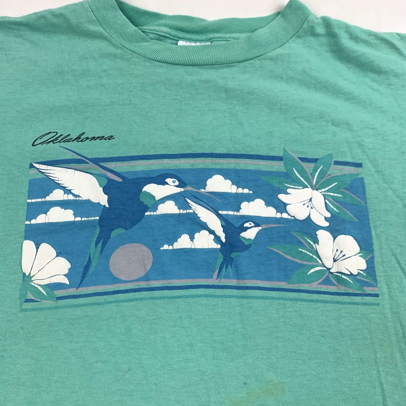 Anvil Vintage Anvil Oklahoma T-Shirt Adult XL Blue 90s Animals Nature Crew Neck Short Sleeve Mens Size US XL / EU 56 / 4 - 4 Thumbnail