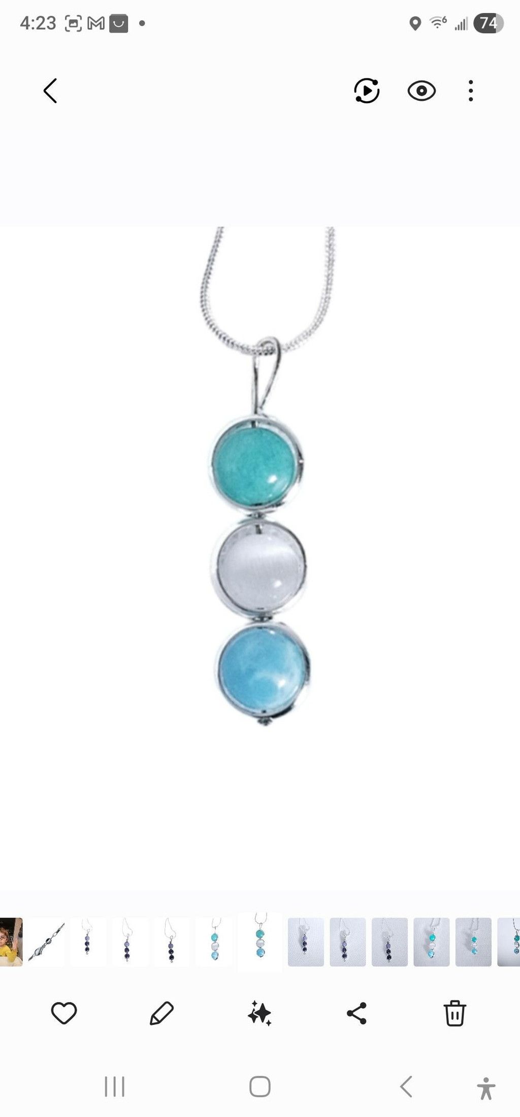 Handmade Natural Gemstone Kinetic 925 Sterling Silver Necklace Size ONE SIZE - 1 Thumbnail