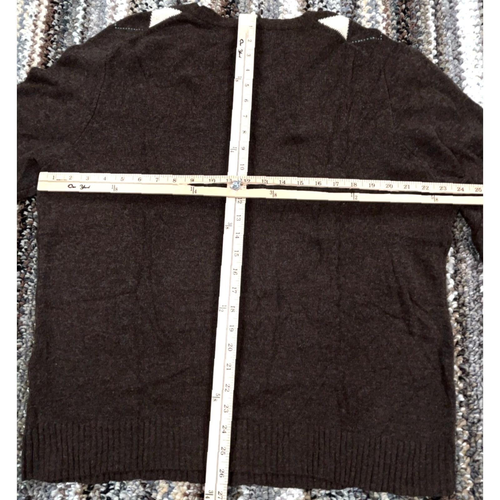 J.Crew J. Crew Sweater Men XL Brown Lambs Wool Knit Diamond V-Neck Golf Preppy Grandpa Pullover Long Sleeve Casual Solid Wool Knit Size US XL / EU 56 / 4 - 7 Thumbnail