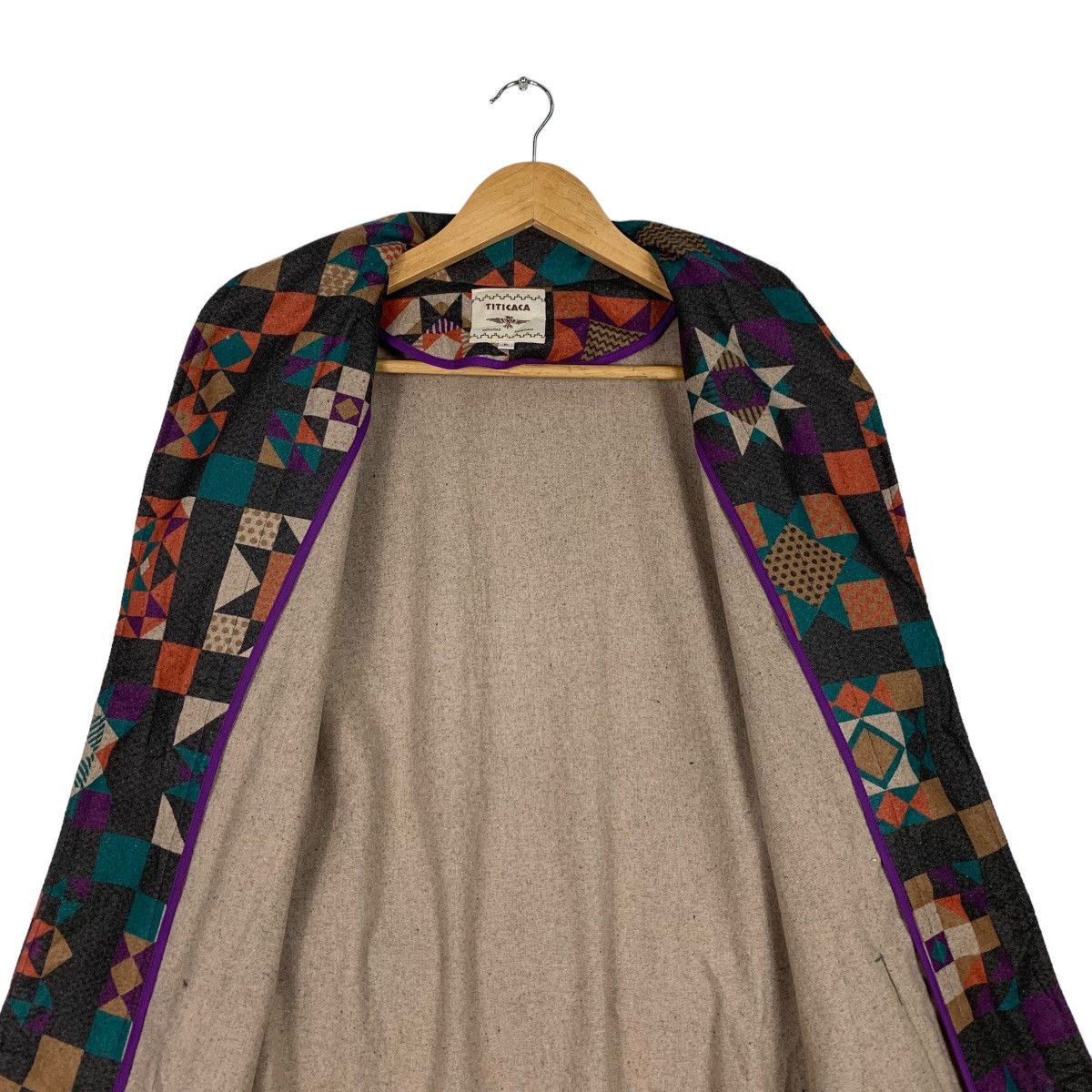 Japanese Brand Vintage TITICACA Motif Design Robe / Long Coat #1129-C52 Size M / US 6-8 / IT 42-44 - 13 Thumbnail