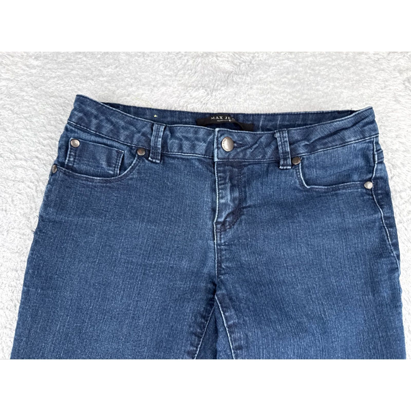 Vintage Max Jeans Women's Jeans Capri 28x21 Blue Denim Cotton Blend Zip Button Low Rise 4 Vintage No Size 27" / US 4 / IT 40 - 4 Thumbnail