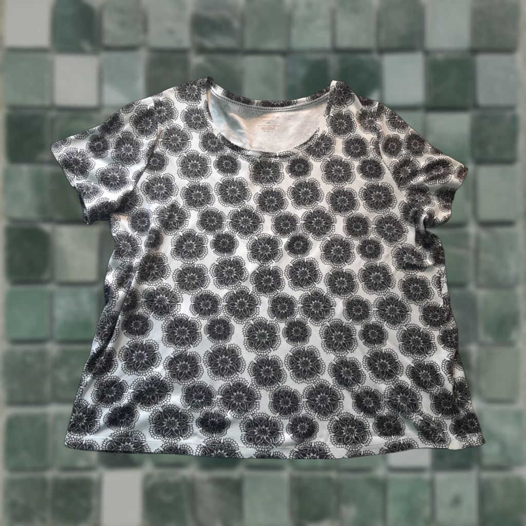 Vintage White Stag Short Sleeve Top Womens XXL Black White Cotton Blouse Plus Size Size XXL / US 16-18 / IT 52-54 - 1 Thumbnail