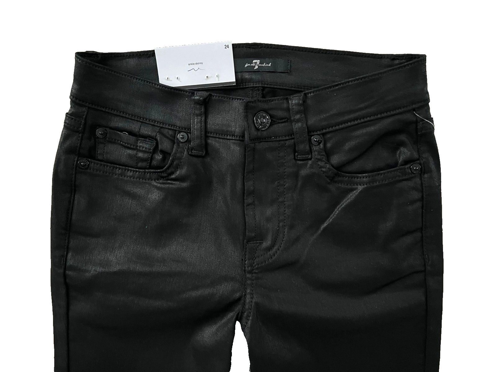 7 For All Mankind 7 for All Mankind Ankle Gwenevere Skinny Jeans Coated Black Size 24" / US 00 / IT 34 - 2 Thumbnail