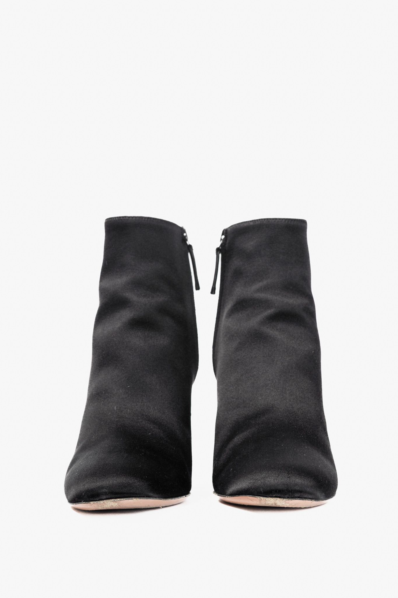 Aquazzura Aquazzura Party 85 Black Satin Embellished-Heel Booties Size US 5.5 / IT 35.5 - 2 Thumbnail