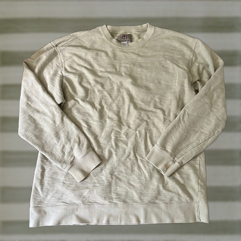 VINTAGE Territory Ahead White Cotton Terry Cloth Crew Neck Sweater