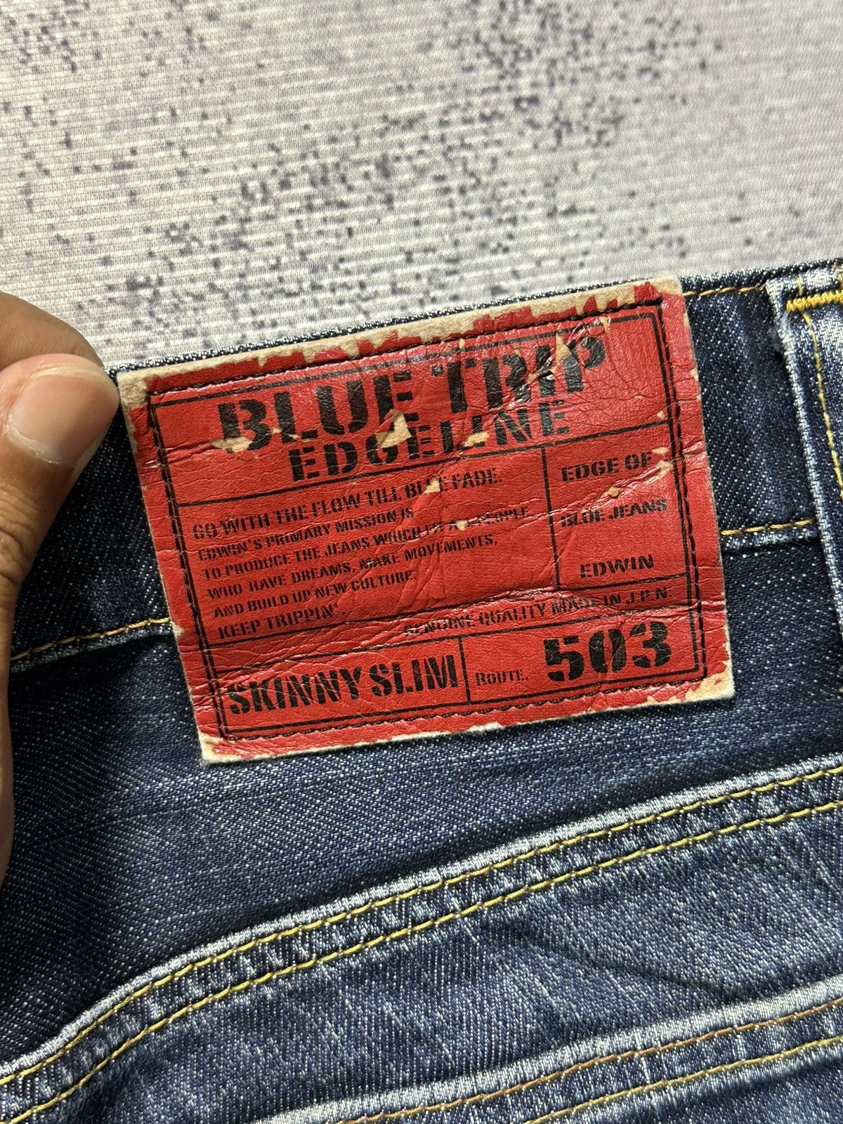 Kapital Edwin 503 Skinny Slim Blue Trip Distressed Denim Size US 30 / EU 46 - 17 Thumbnail