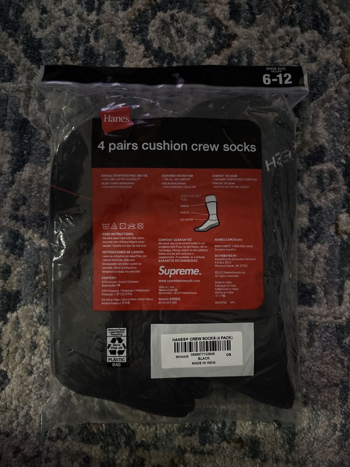Supreme BRAND NEW SUPREME HANES SOCKS 4 PACK Size ONE SIZE - 1 Thumbnail