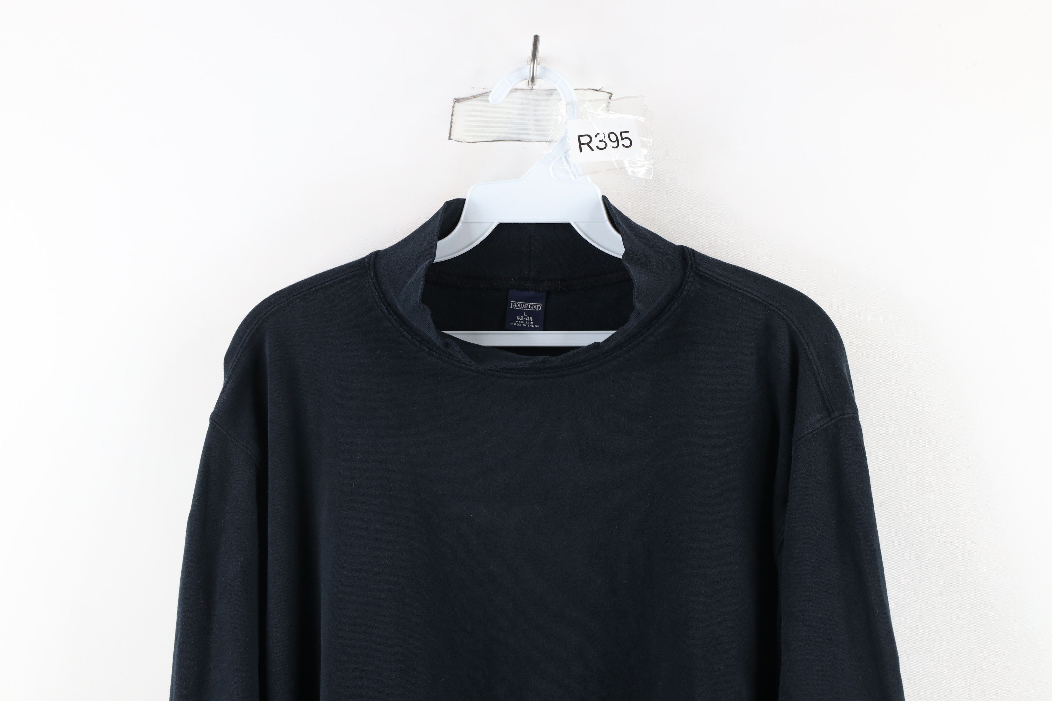 Lands' End × Vintage Vintage 90s Lands Mock Neck Long Sleeve T-Shirt Black Cotton Size US L / EU 52-54 / 3 - 2 Thumbnail