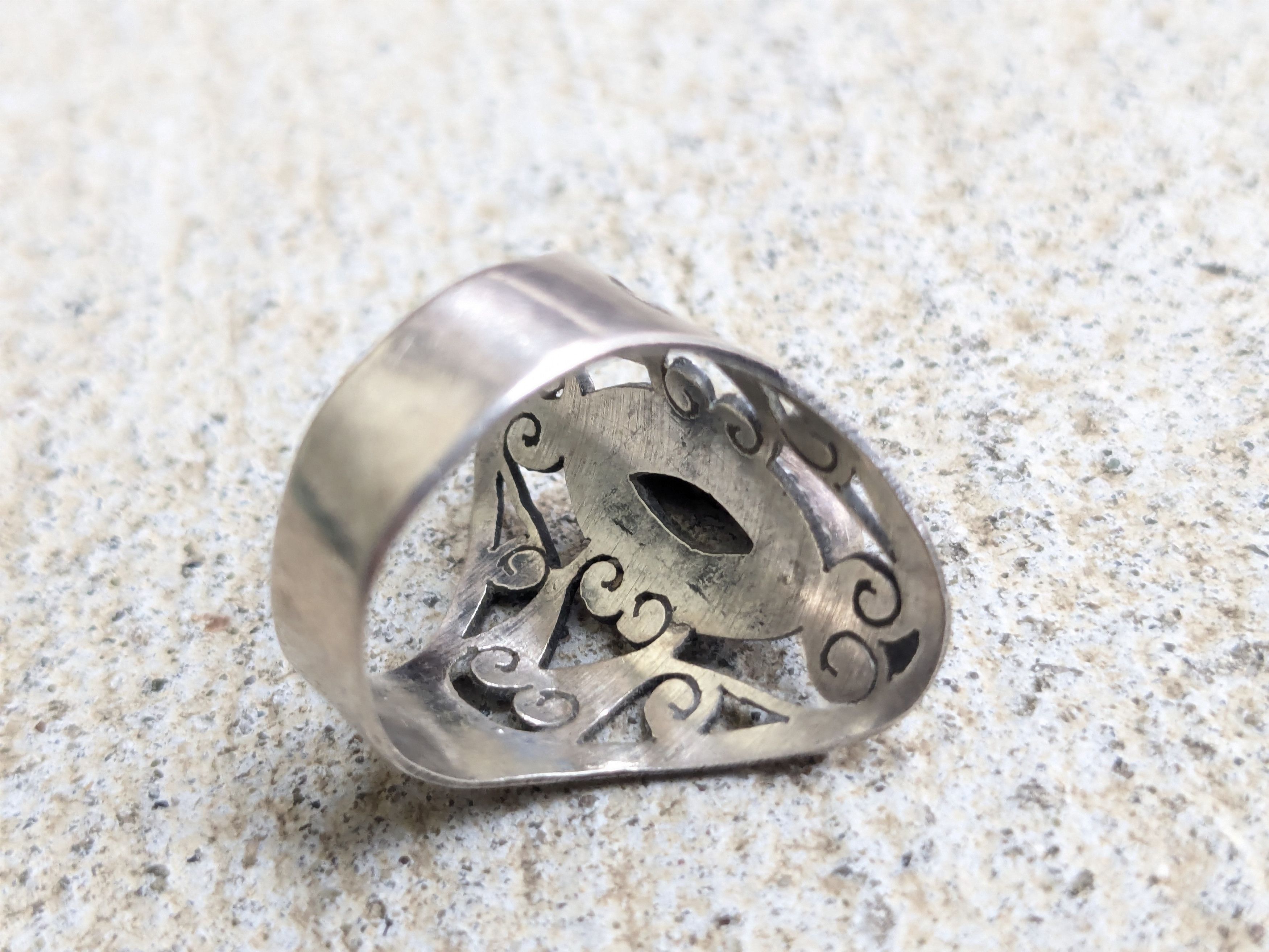 Jewelry × Sterling Silver Vintage Sterling Silver Ring 7.5 Red Coral Marquise Size ONE SIZE - 7 Thumbnail