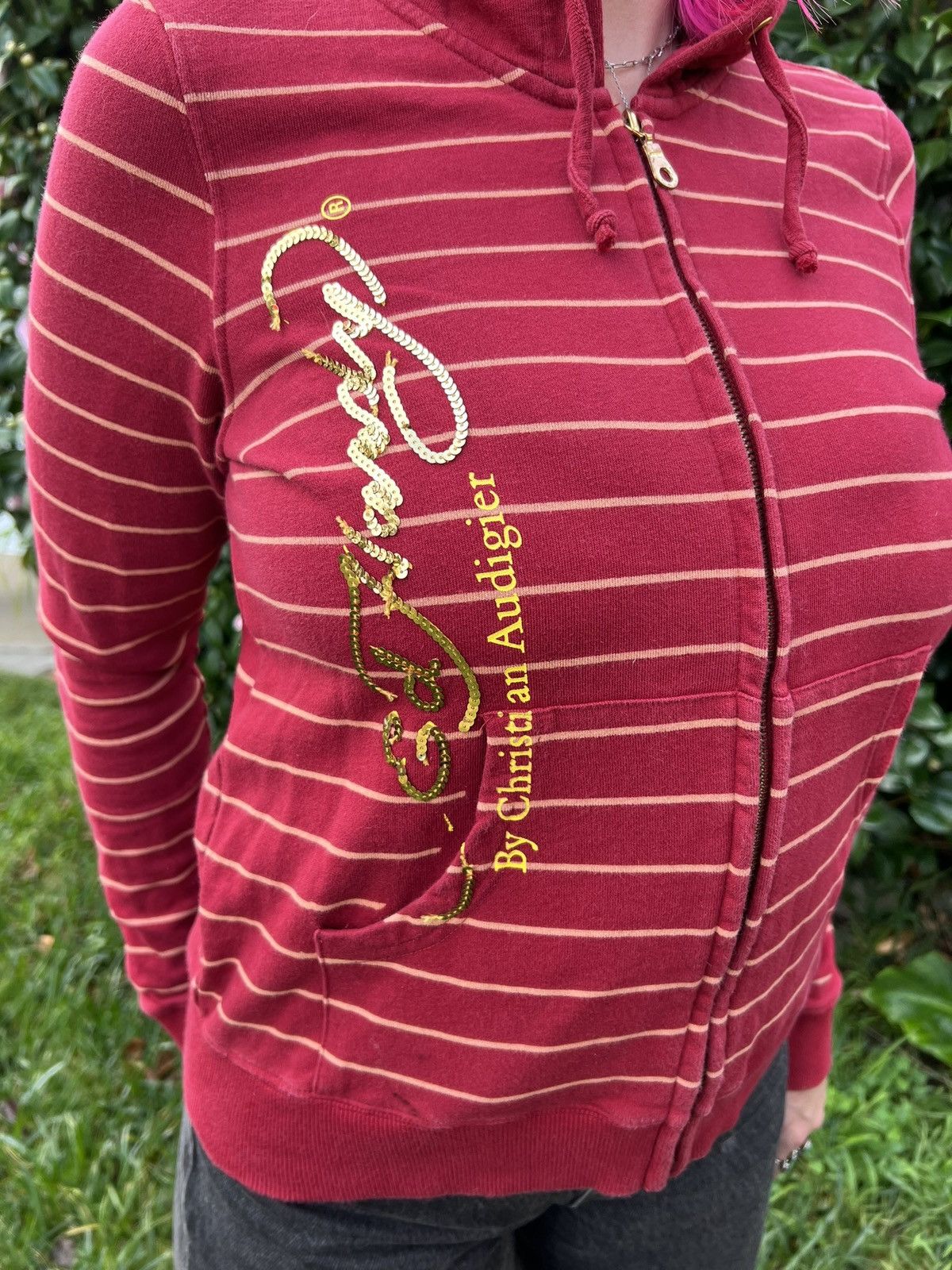 Ed Hardy Red and gold striped Ed Hardy Zip-up hoodie Size M / US 6-8 / IT 42-44 - 4 Thumbnail