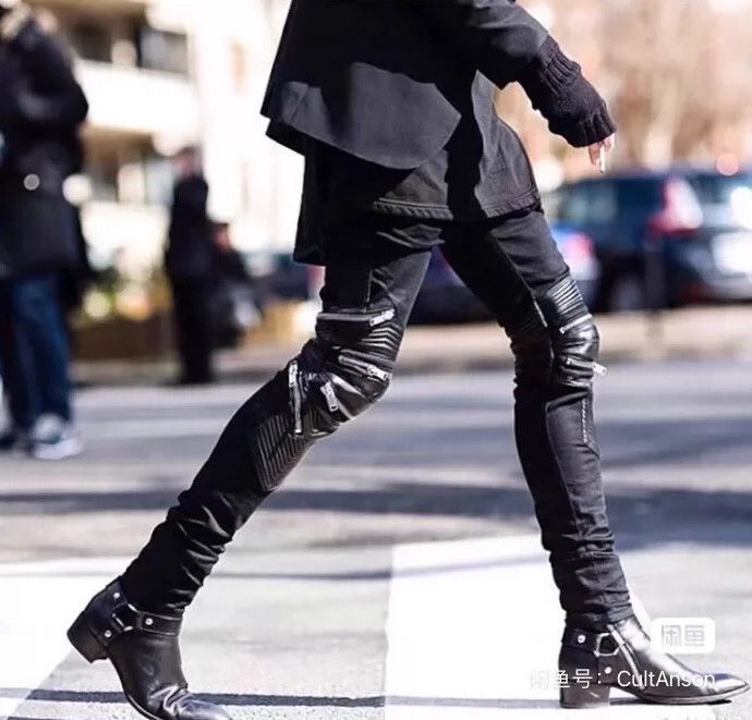 Saint Laurent Paris Saint Laurent Paris Knee patchwork motorcycle pants Size US 30 / EU 46 - 1 Thumbnail