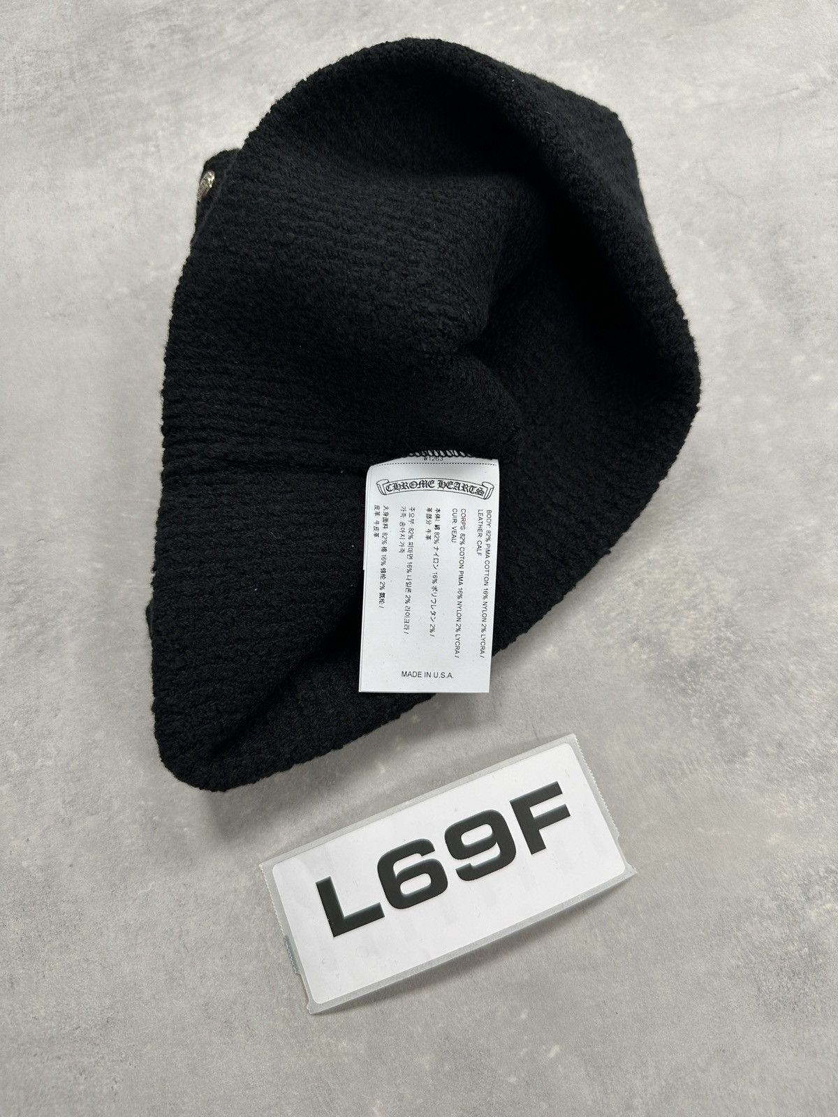 Chrome Hearts Chrome Hearts Badda Bing Pony Hair Cross Patch Beanie Black Size ONE SIZE - 6 Thumbnail