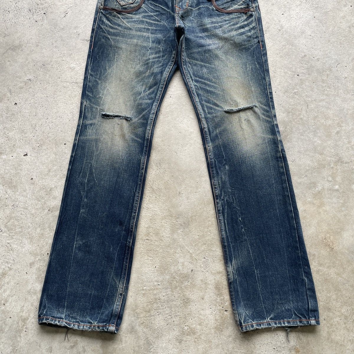 Japanese Brand W31💥 Red Pepper Japan Embroided Skull Rusty Jeans Pants RARE Size US 31 - 5 Thumbnail