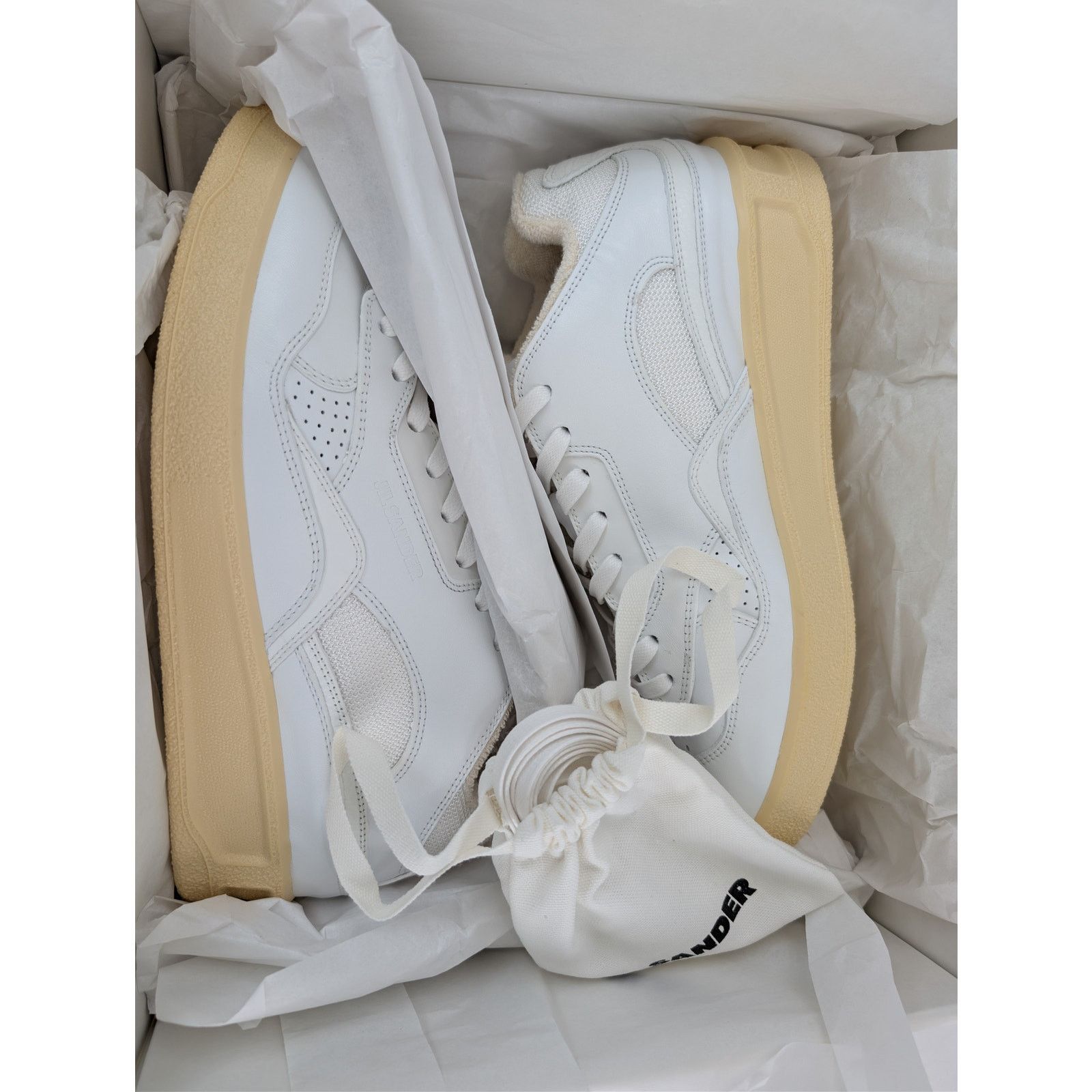 Jil Sander o1rshd1 Dragon Fabric Gummy Cow Nappa Sneakers in White Size US 10 / EU 43 - 20 Thumbnail