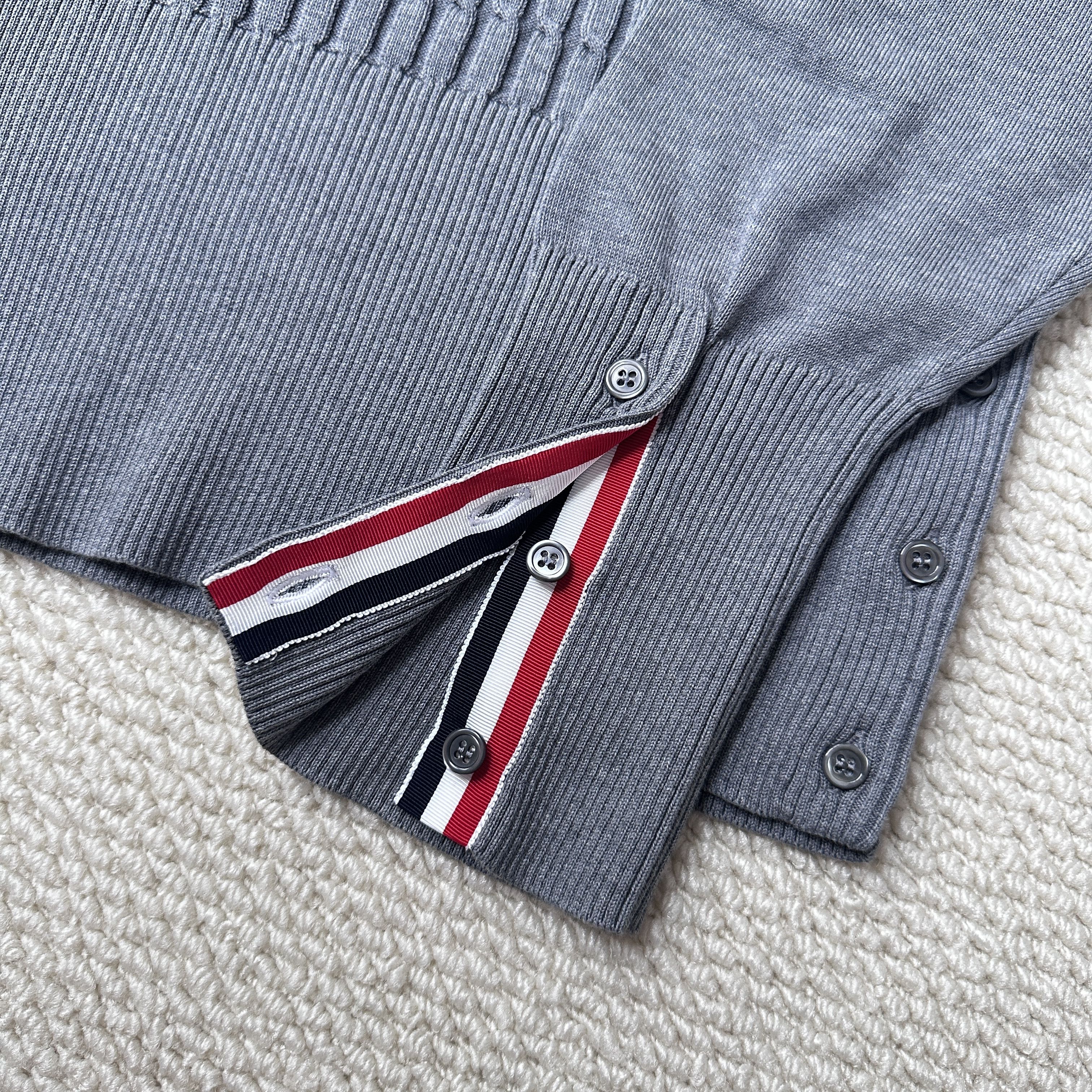 Thom Browne Thom Browne NECK PULLOVER IN COTTON WI 4 BAR LT GREY Size US M / EU 48-50 / 2 - 8 Thumbnail