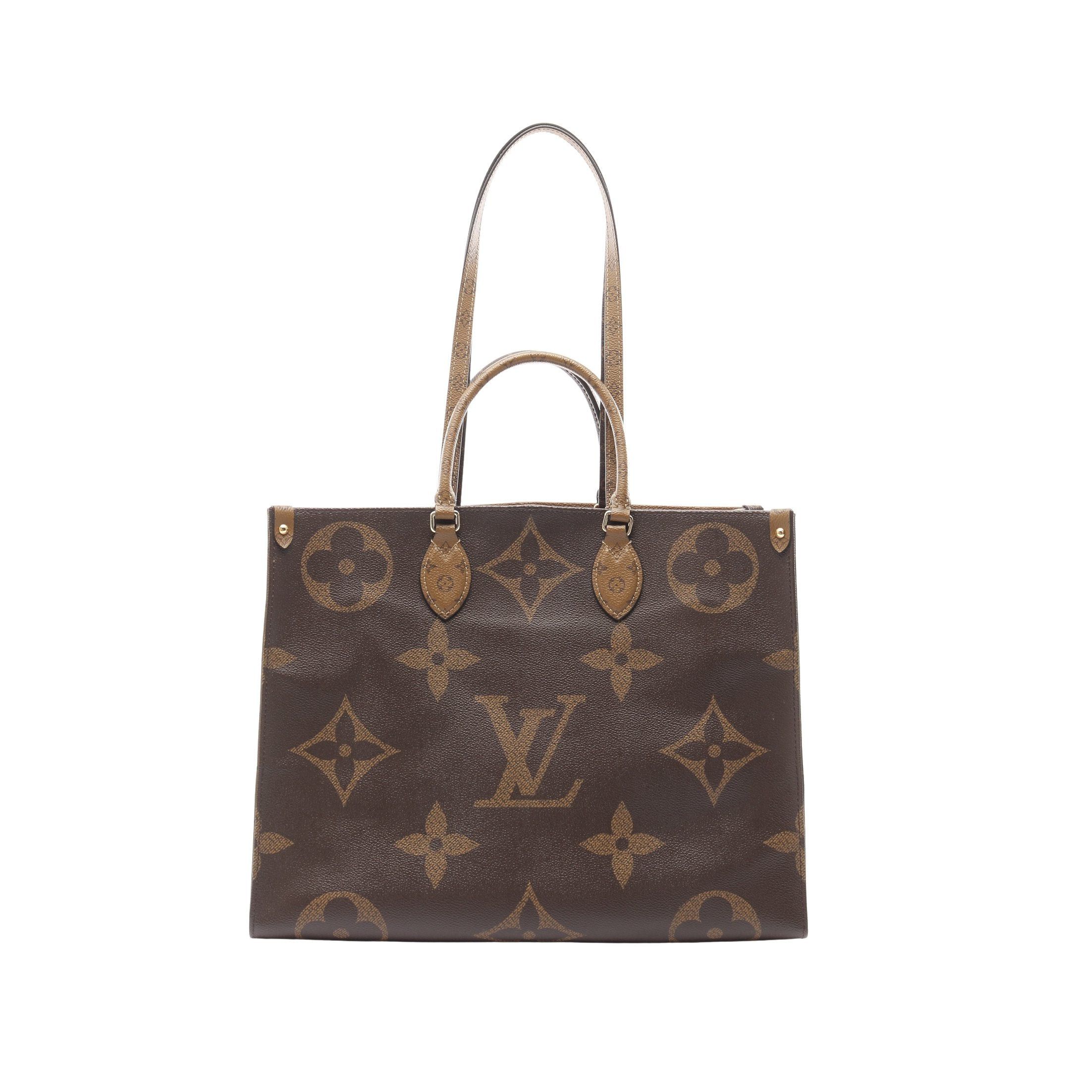 Louis Vuitton On-The-Go Gm Monogram Giant Reverse Shoulder Bag Tote Brown Beige, Women's