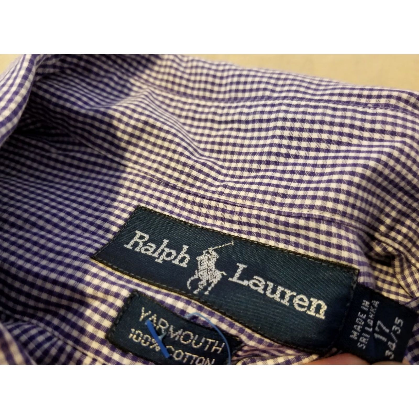 Polo Ralph Lauren Mens Polo Ralph Lauren Dress Shirt 17 34 35 Blue Button Cotton Size 42R - 3 Thumbnail