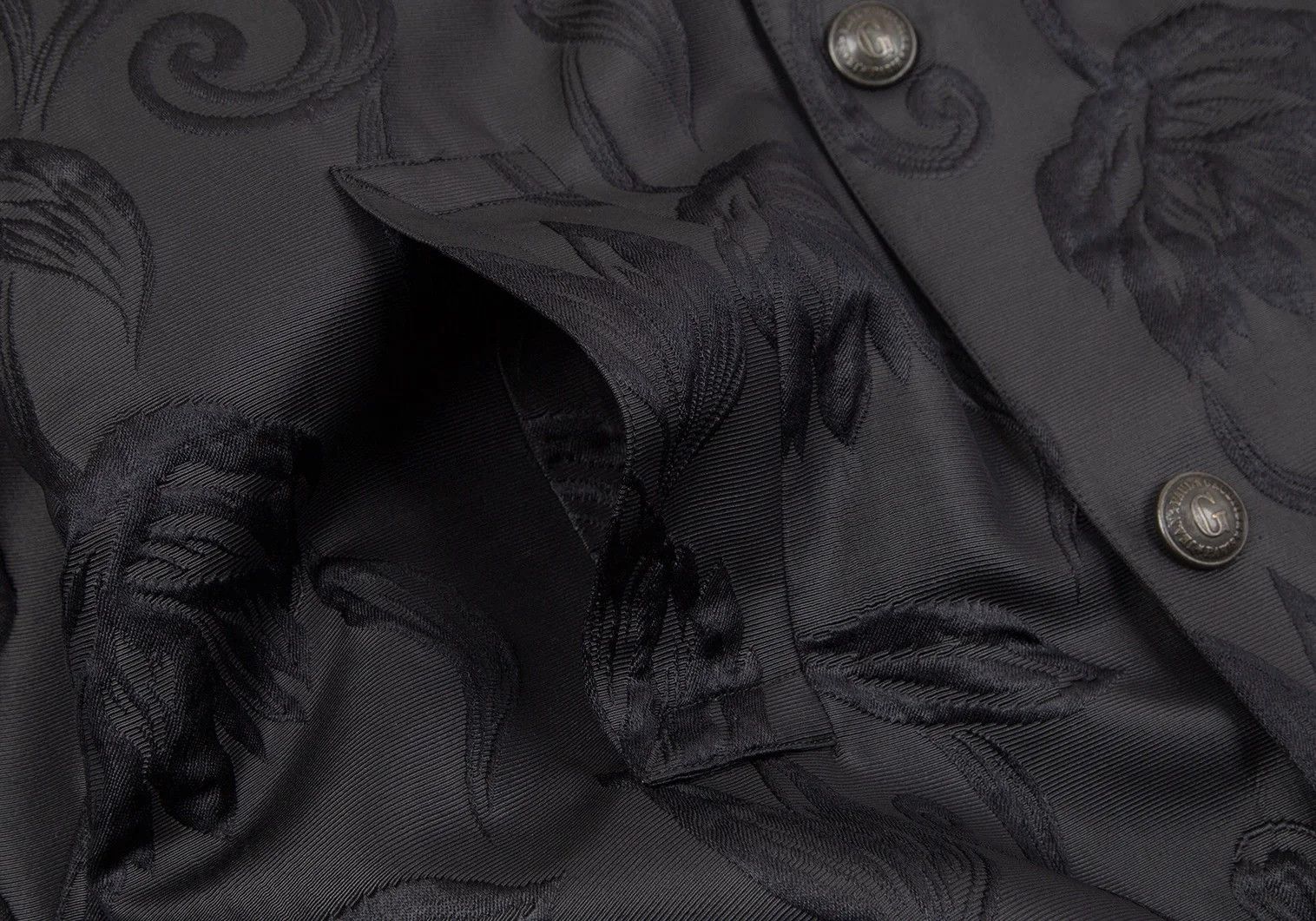 Jean Paul Gaultier Quilted Flower Jacquard Grosgrain Coat in Black, Size 48 Size US M / EU 48-50 / 2 - 9 Thumbnail