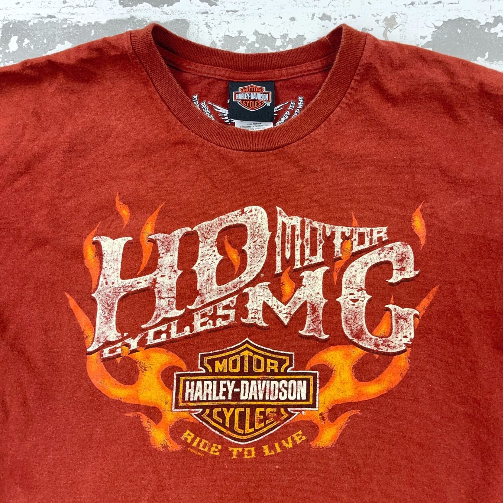 Harley Davidson Harley-Davidson Shirt Men XL Orange Tee Biker Motorcycle Fire Flames Florida Graphic Print Crew Neck Short Sleeve Logo Vintage: No Size US XL / EU 56 / 4 - 3 Thumbnail