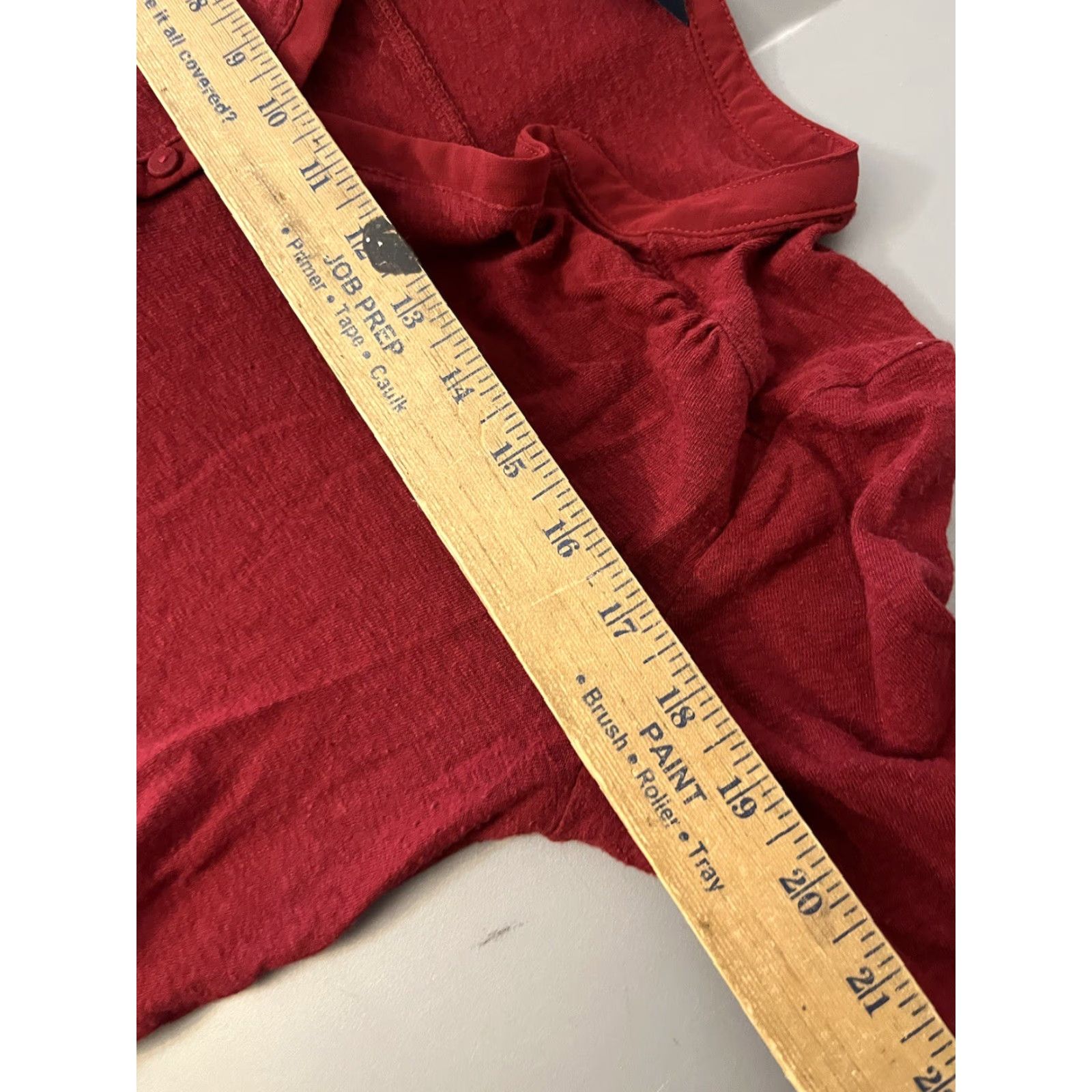 Lucky Brand Lucky Brand Linen Blend Textured Henley 3/4 Sleeve Top Womens Size M Red Shirt Blouse Casual Workwear Womens Modern Basic Size M / US 6-8 / IT 42-44 - 6 Thumbnail