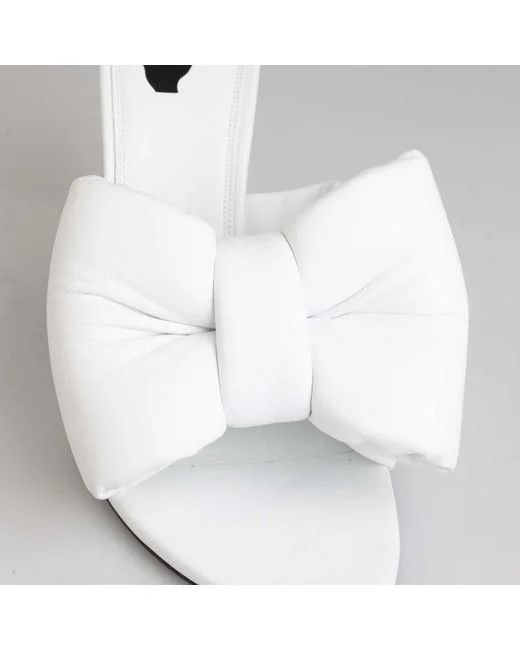 Off-White o1gr1nt1124 Nappa Bow High Allen Pointed Heels in White Size US 5 / IT 35 - 6 Thumbnail